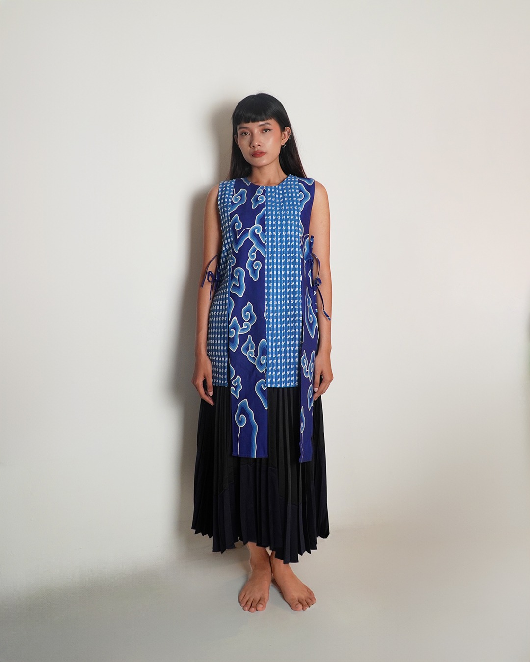 BOOLAO Vest Sambung Mega Mendung Tenun Blue Ocean