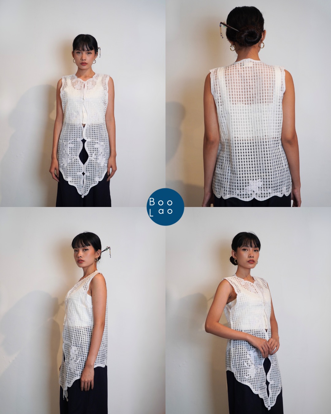 Djaline by Boolao Kebaya Vest Anggrek Bulan White