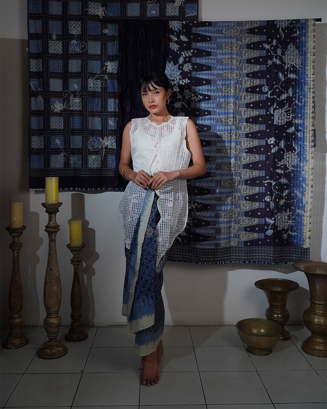 Djaline by Boolao Kebaya Vest Anggrek Bulan White