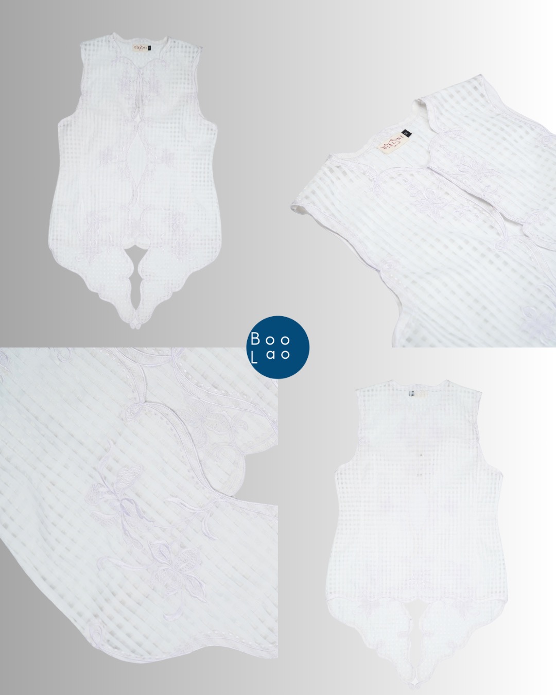 Djaline by Boolao Kebaya Vest Anggrek Bulan White