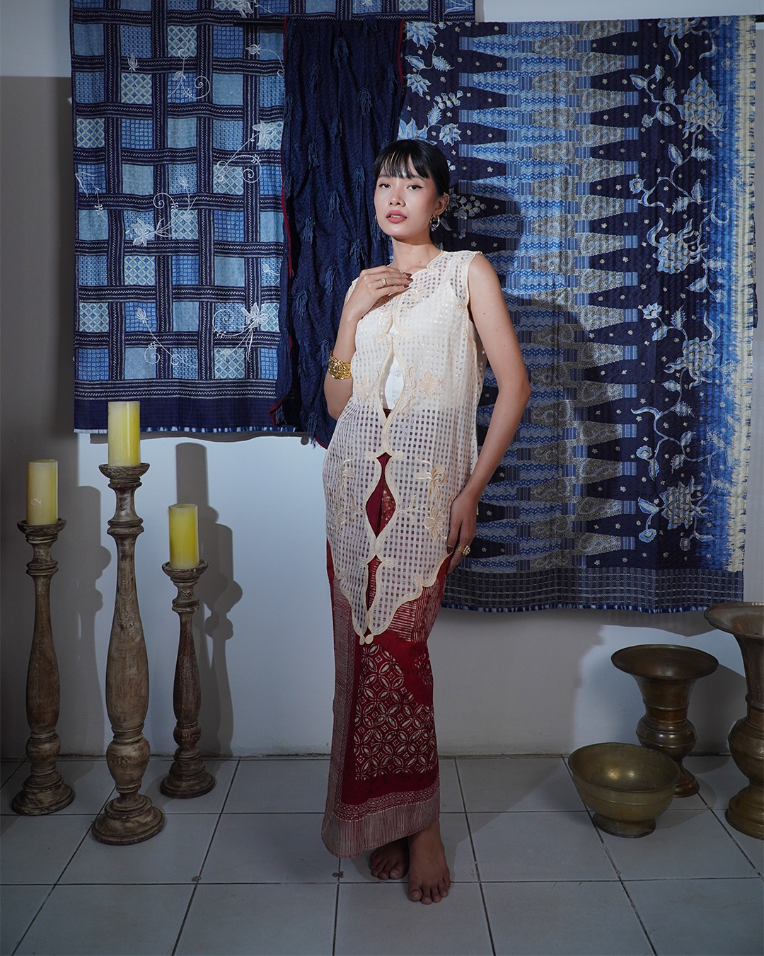 Djaline by Boolao Kebaya Vest Anggrek Bulan Cream