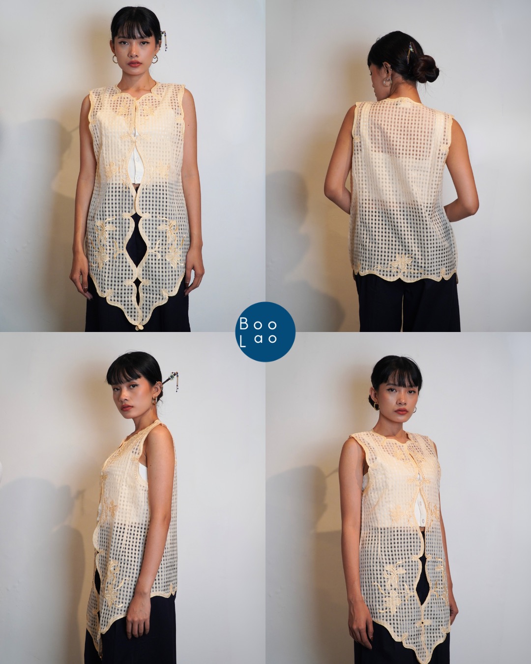 Djaline by Boolao Kebaya Vest Anggrek Bulan Cream