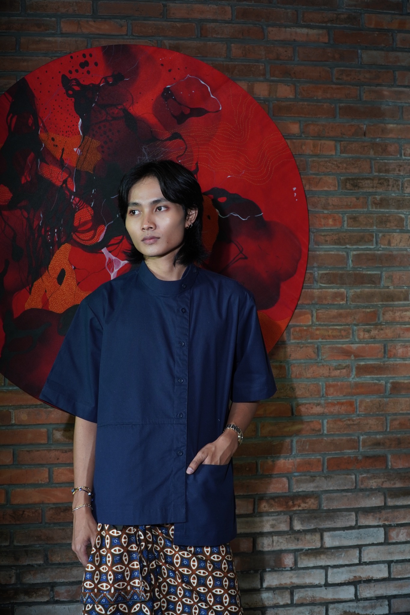 BOOLAO Kemeja Surjan Pendek - Navy