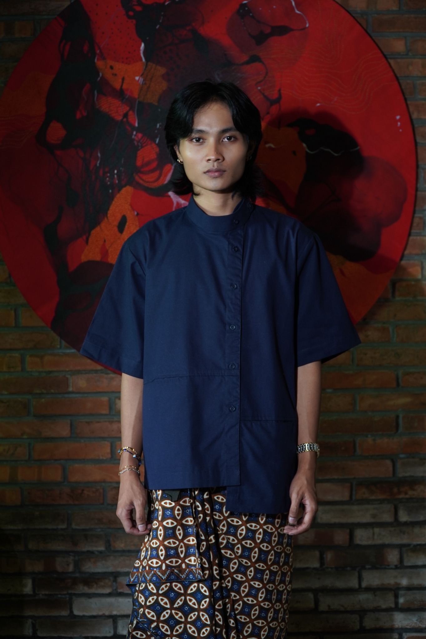 BOOLAO Kemeja Surjan Pendek - Navy