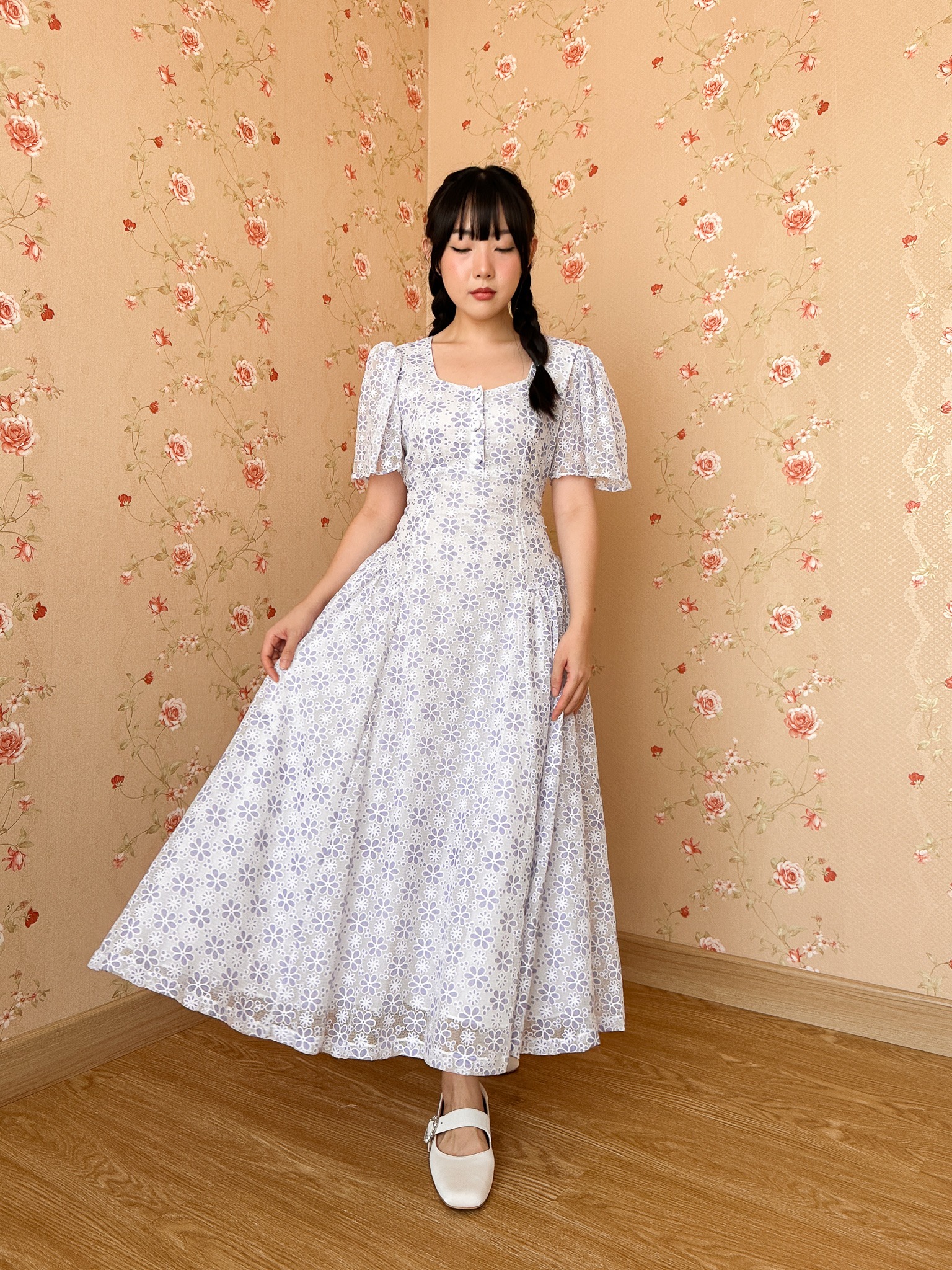 Mauve Dress in Floral Lilac