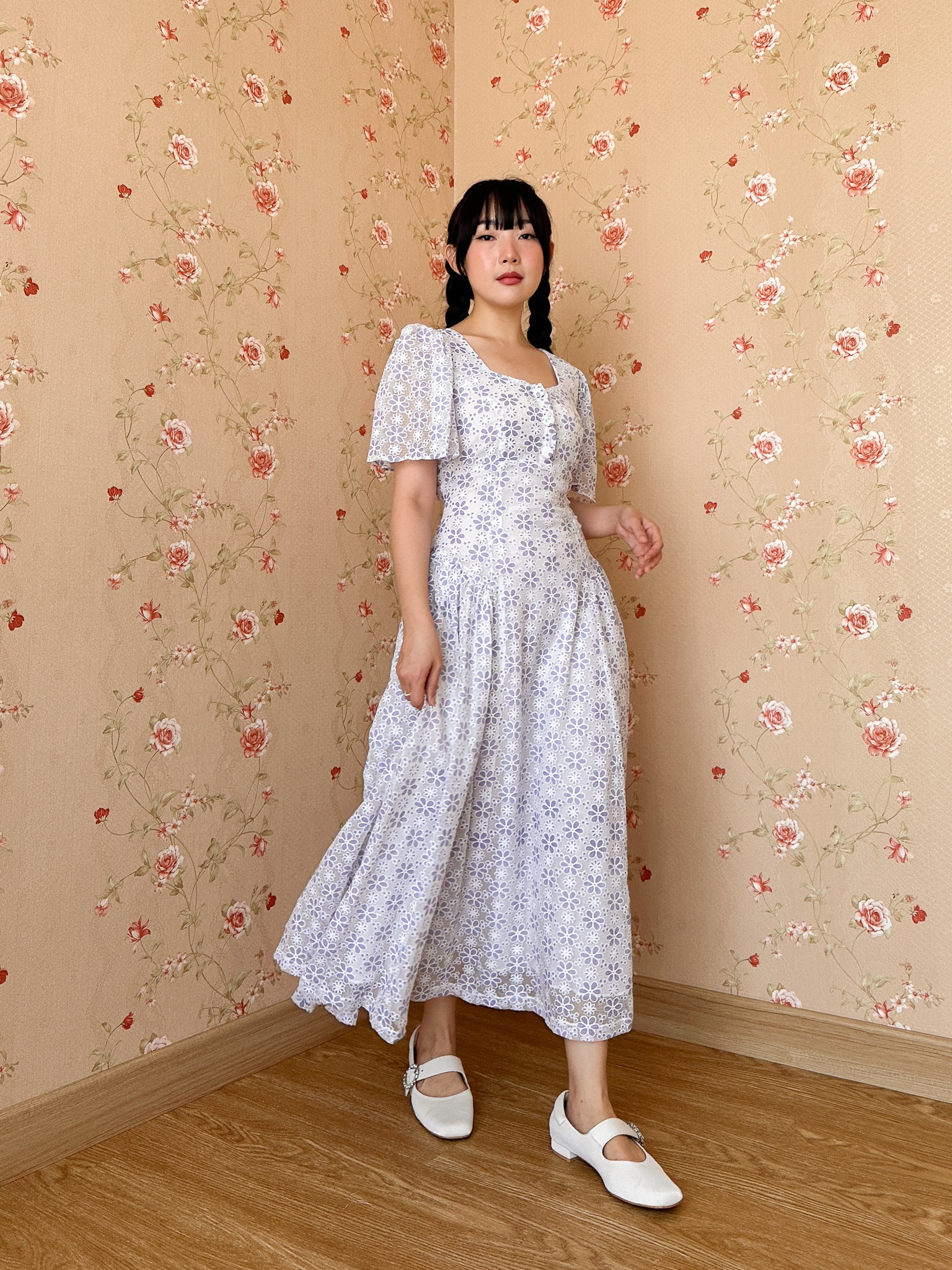 Mauve Dress in Floral Lilac