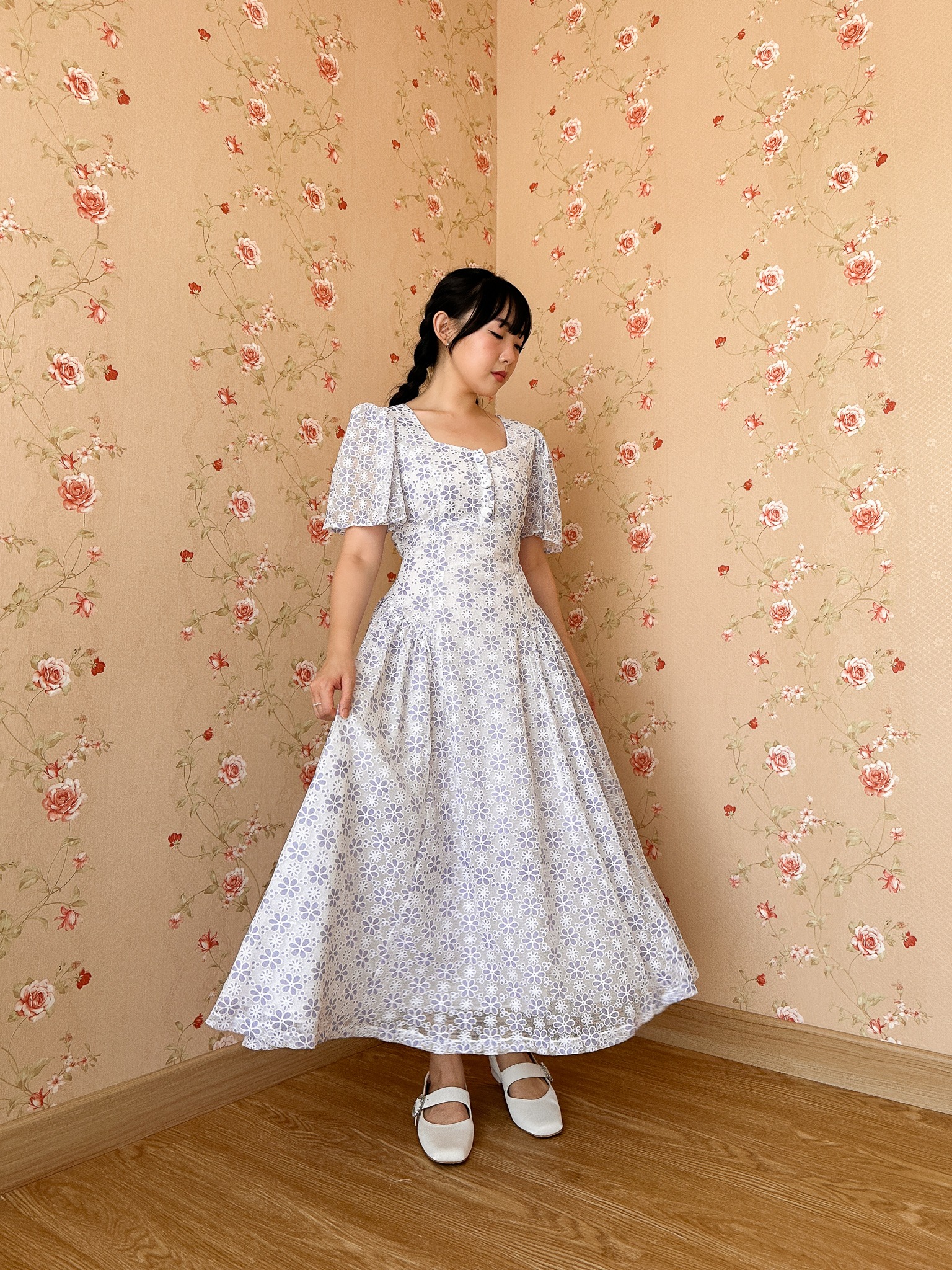 Mauve Dress in Floral Lilac