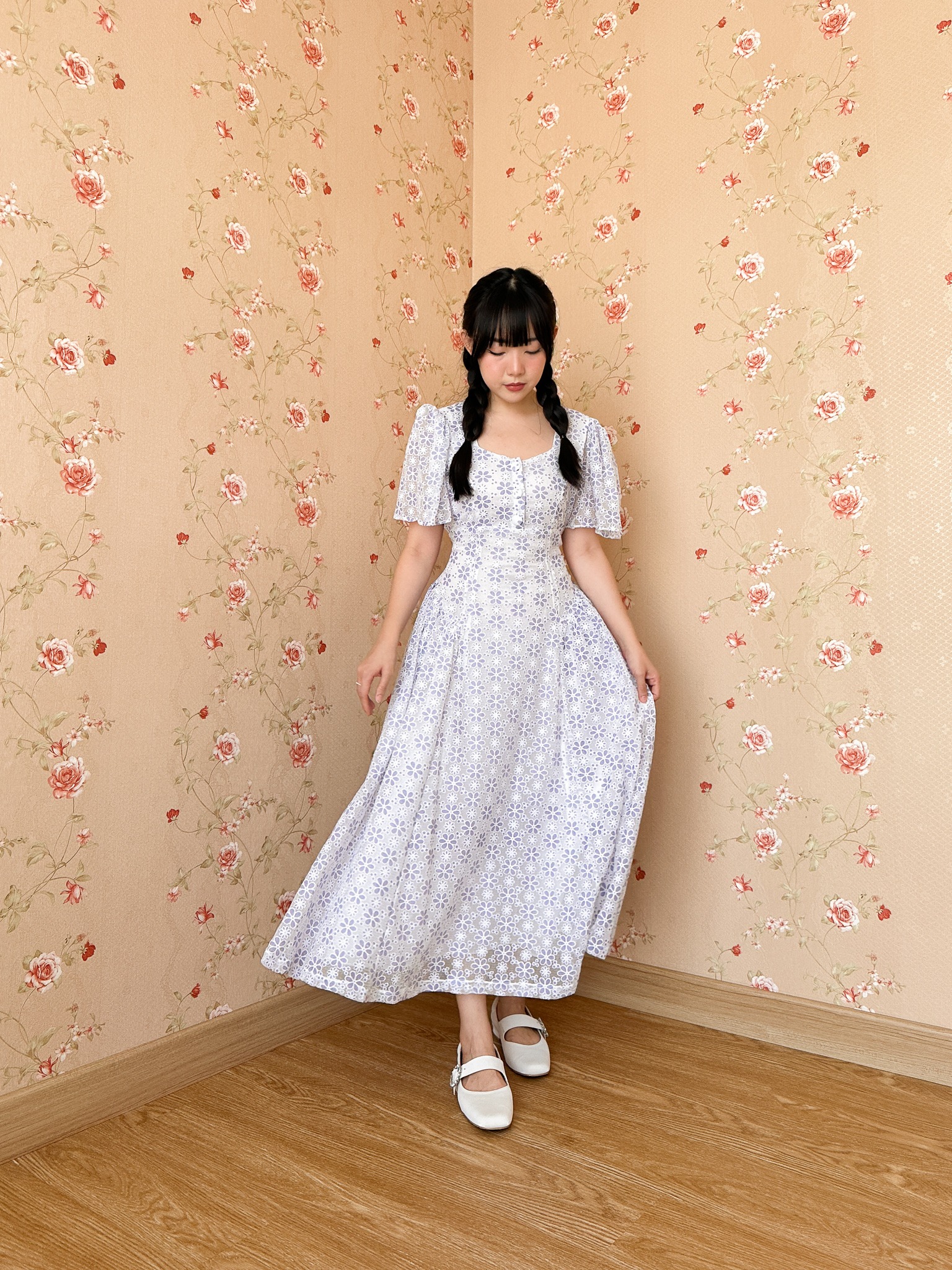 Mauve Dress in Floral Lilac