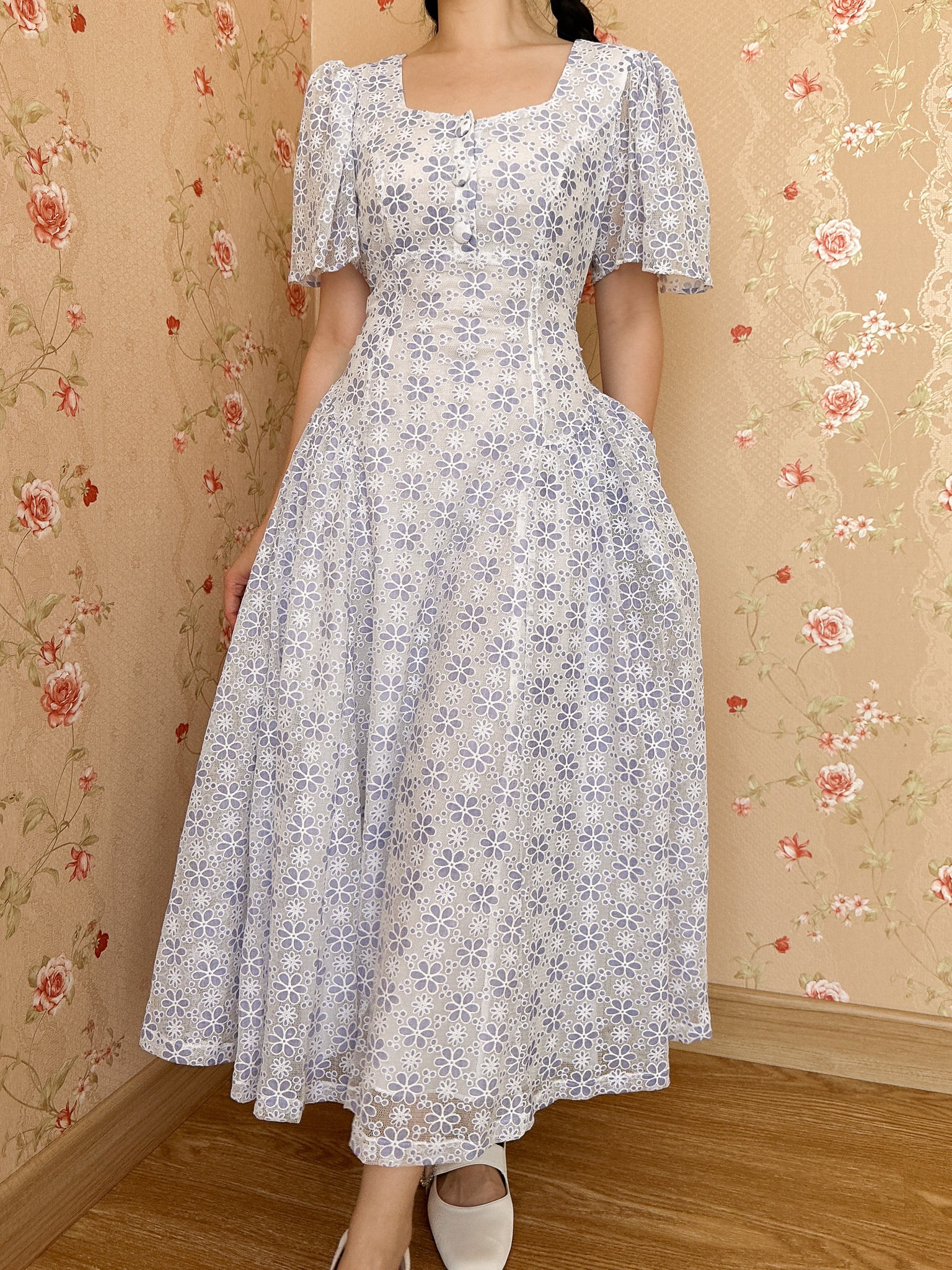 Mauve Dress in Floral Lilac
