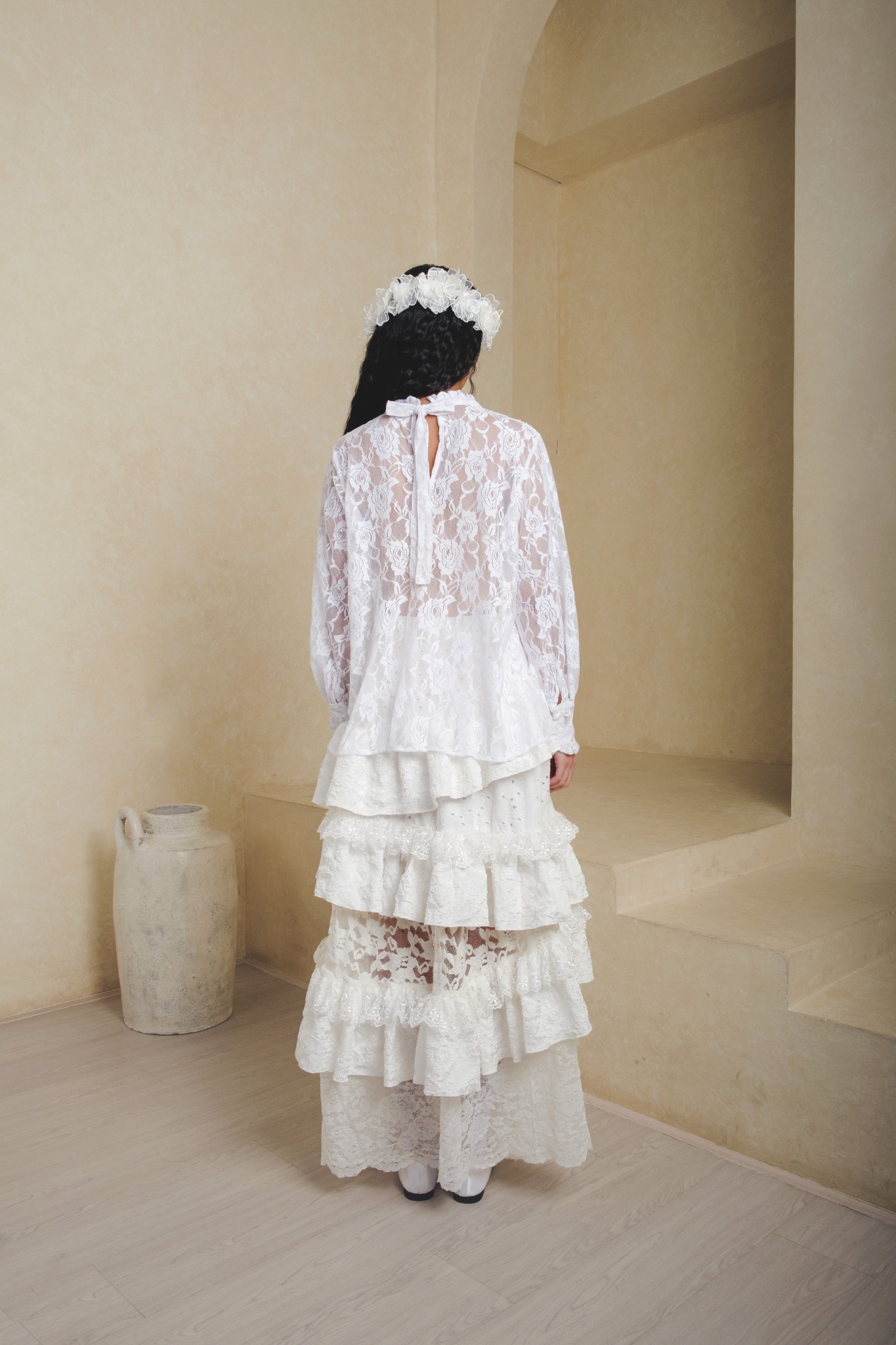 Ivey Blouse in White Lace
