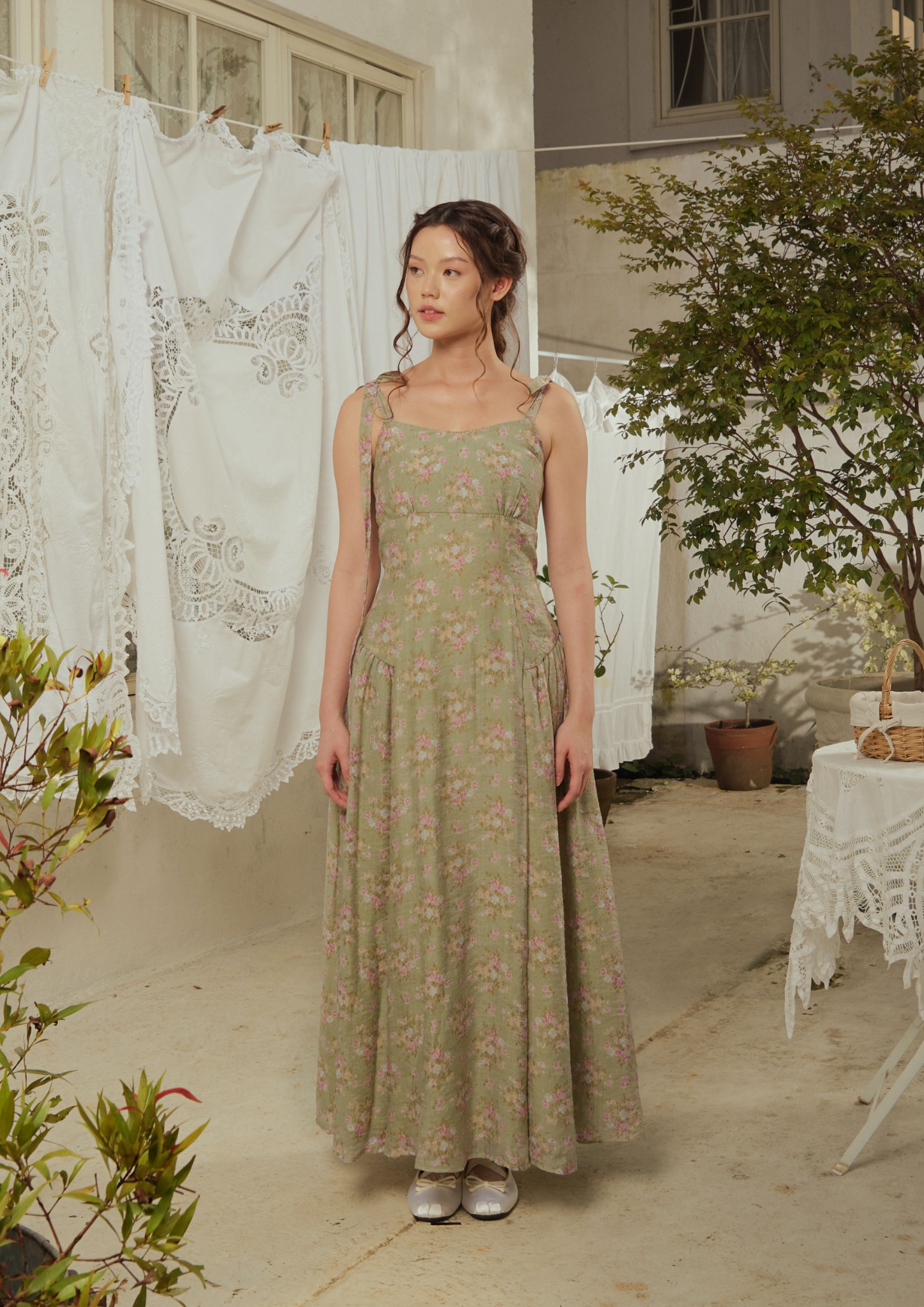 Selene Dress in Sage Floral