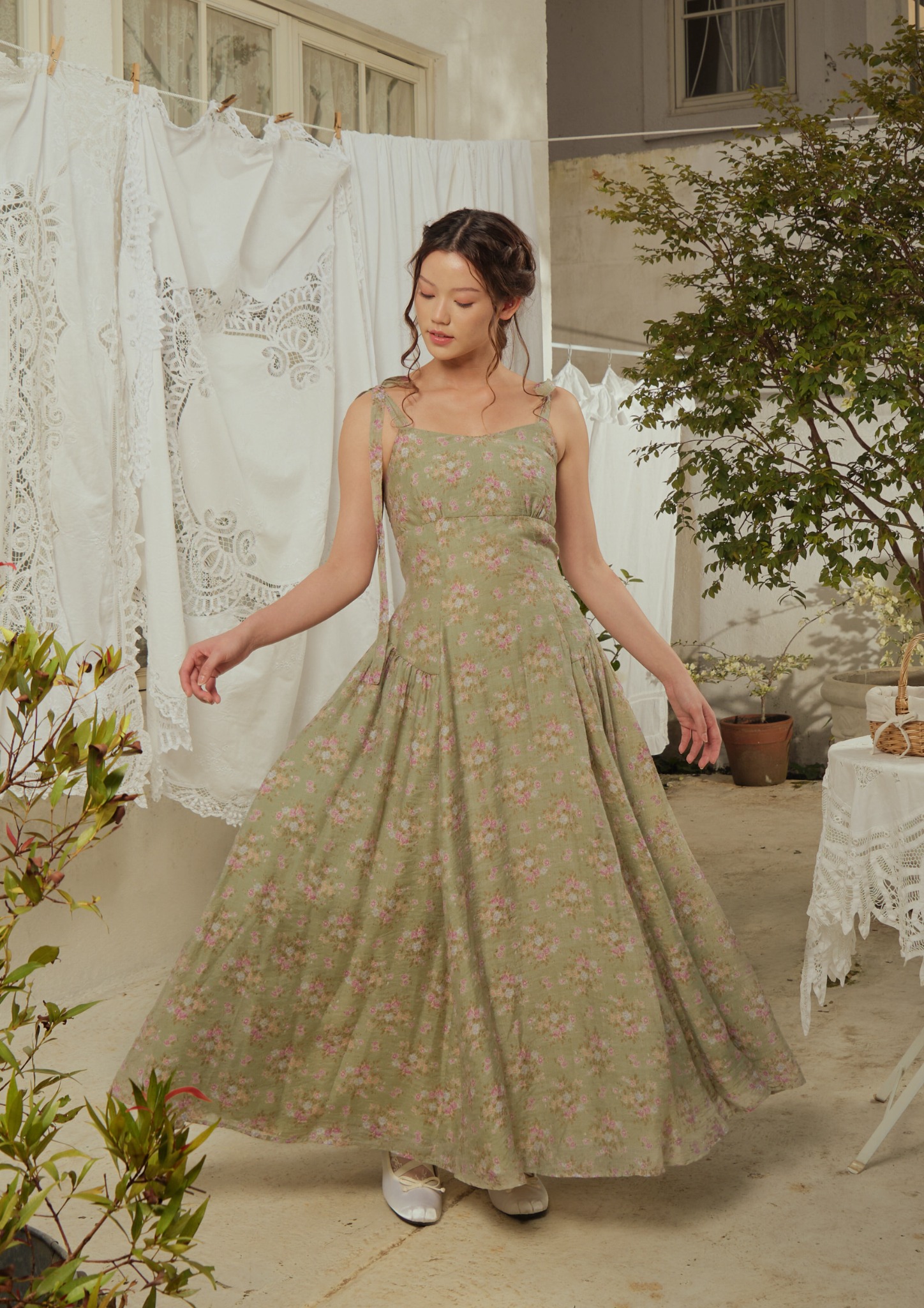 Selene Dress in Sage Floral