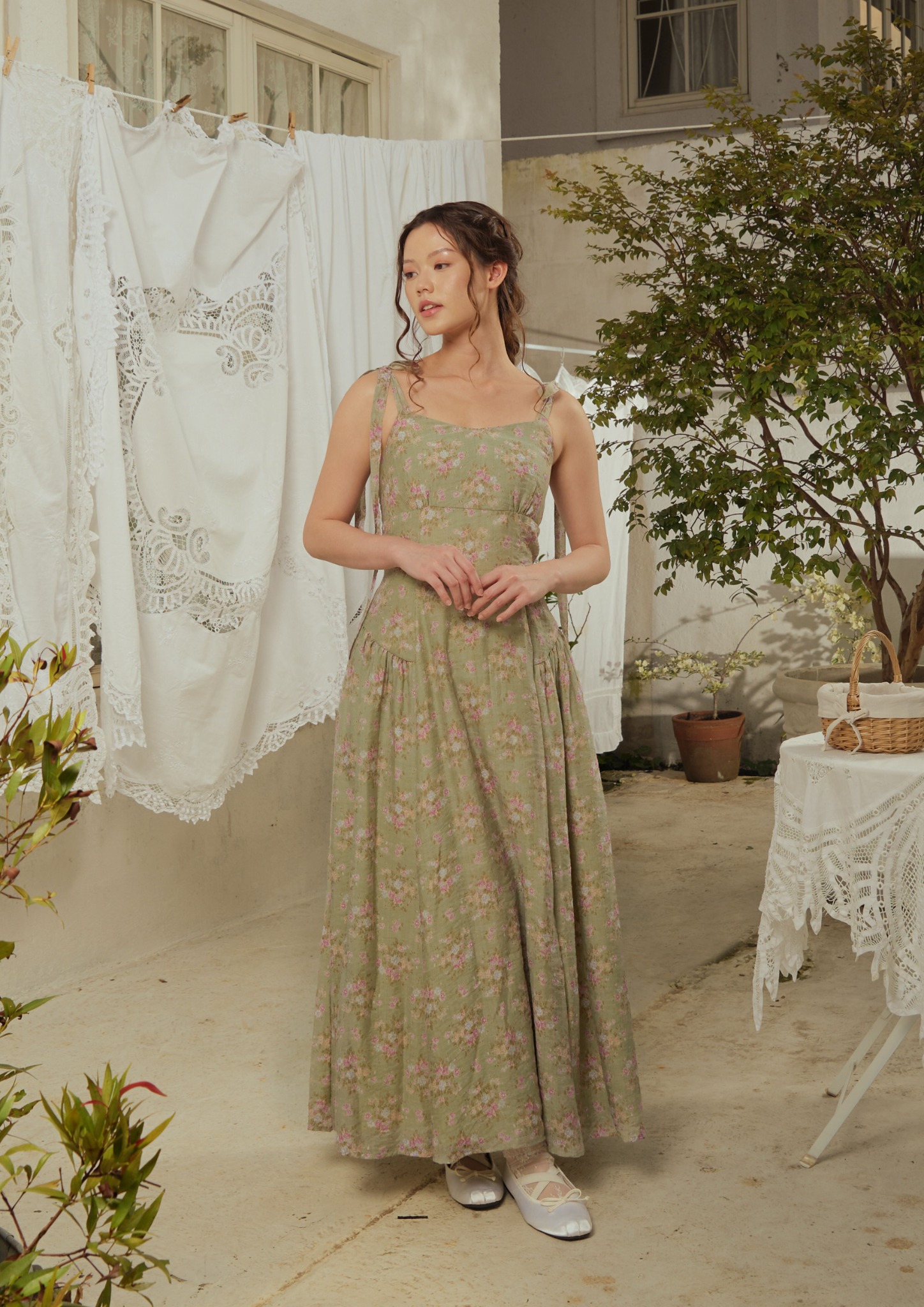 Selene Dress in Sage Floral