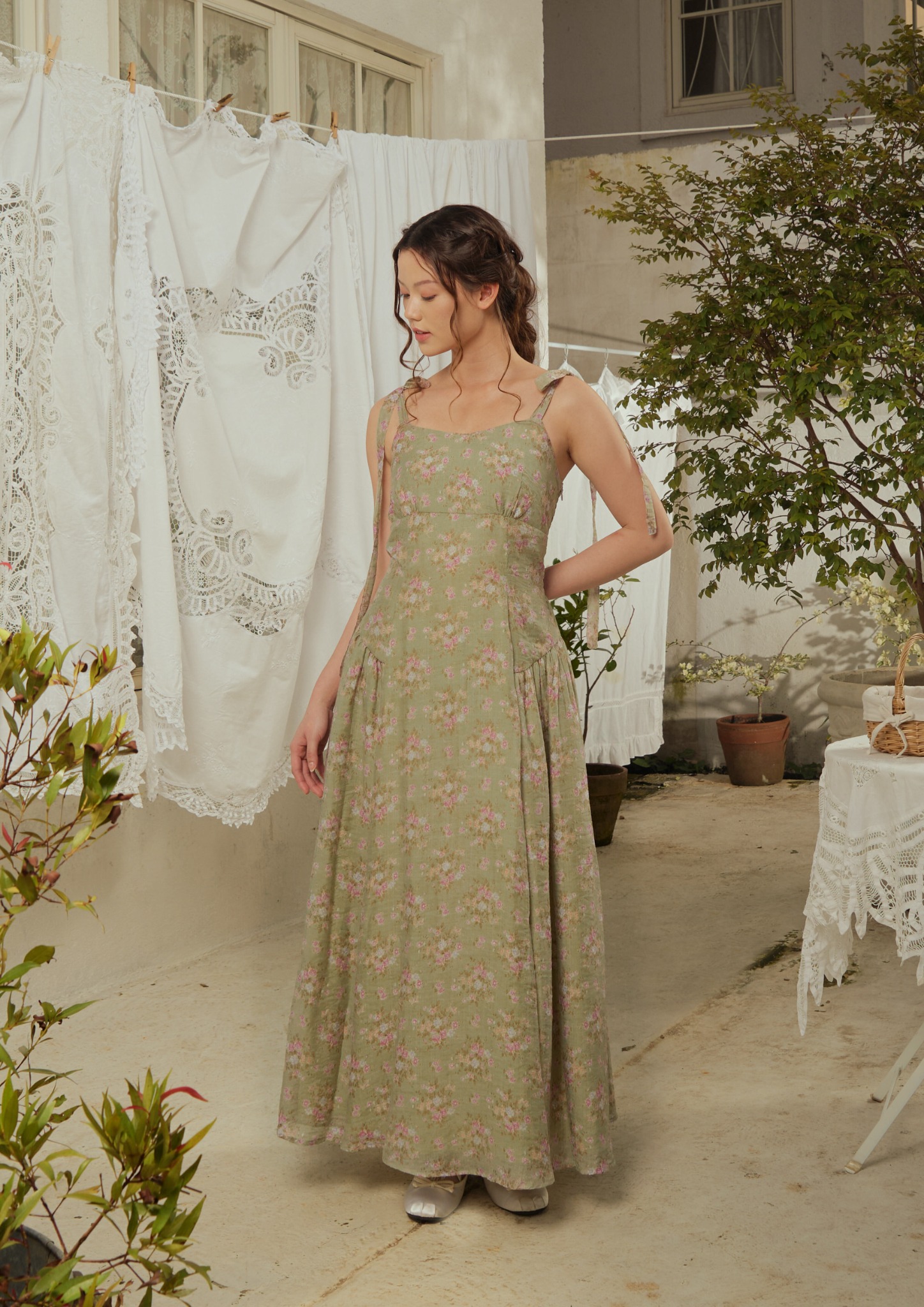 Selene Dress in Sage Floral