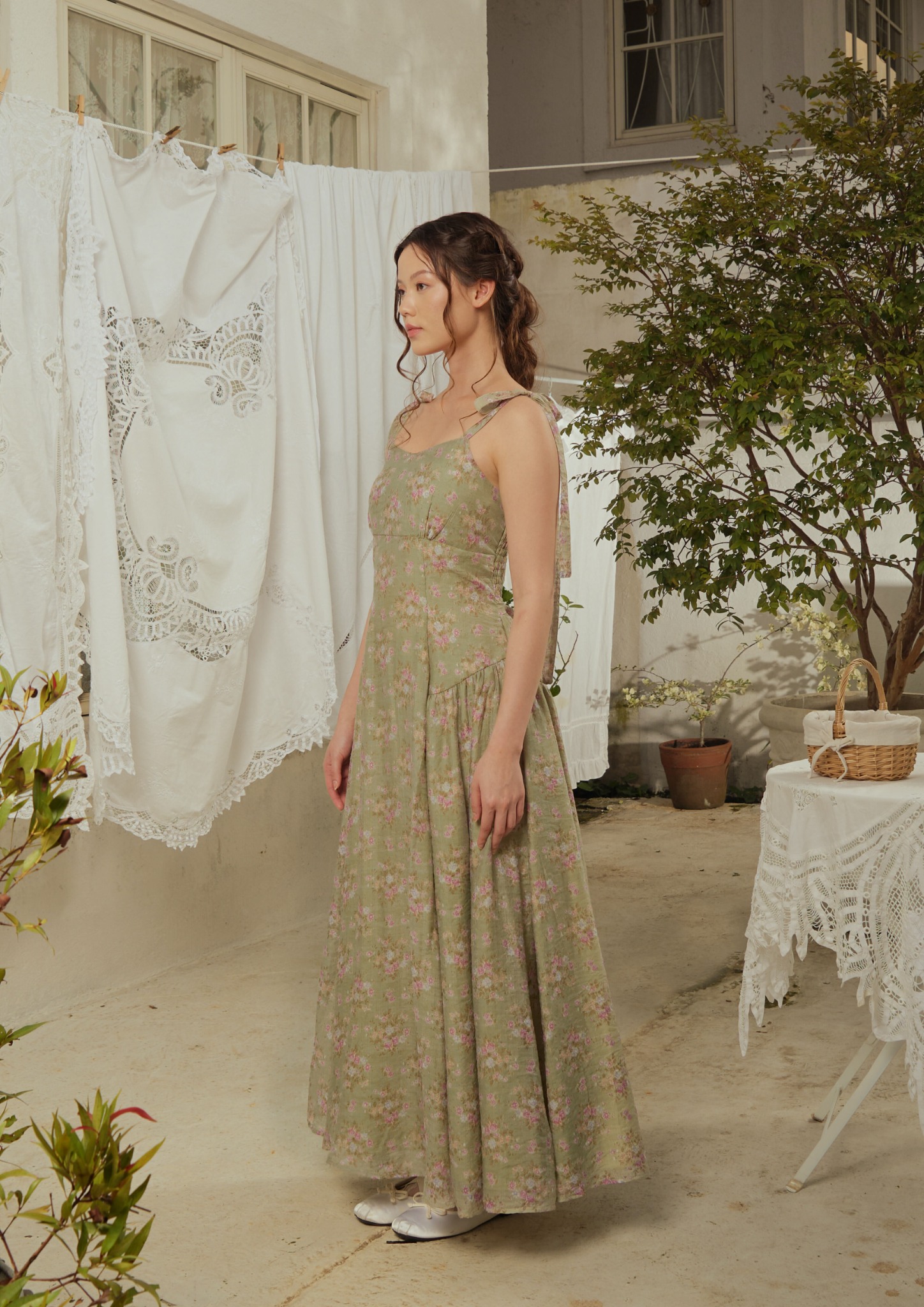 Selene Dress in Sage Floral