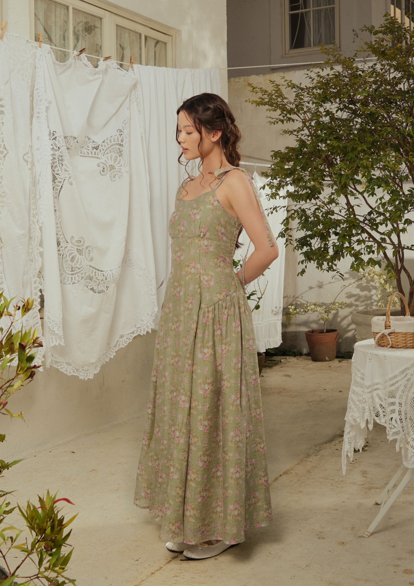 Selene Dress in Sage Floral