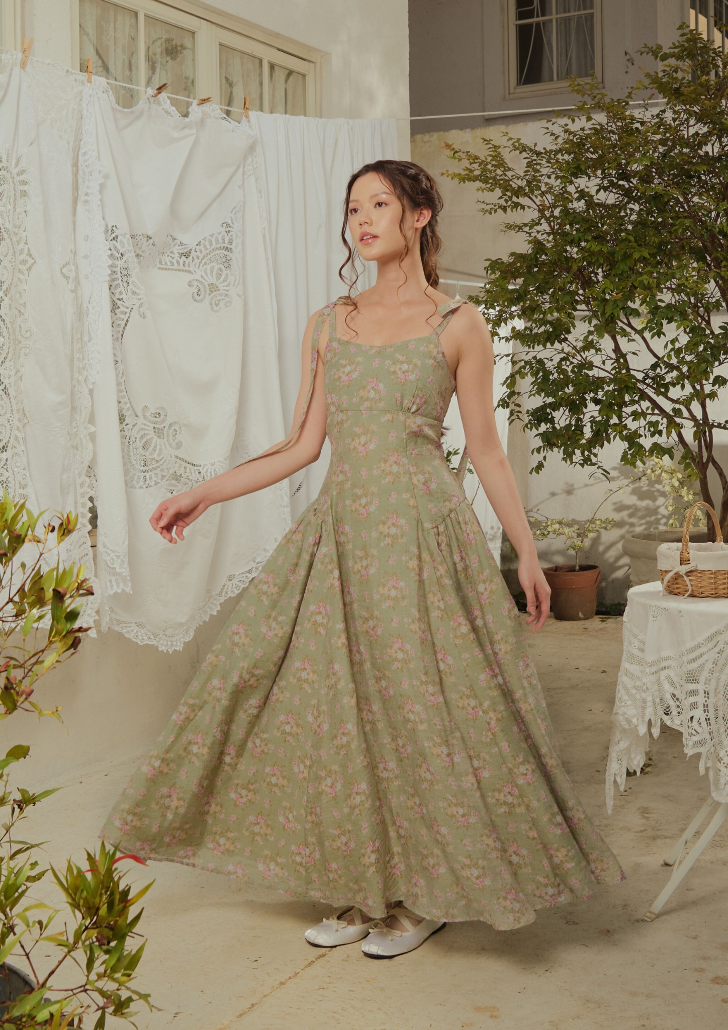 Selene Dress in Sage Floral