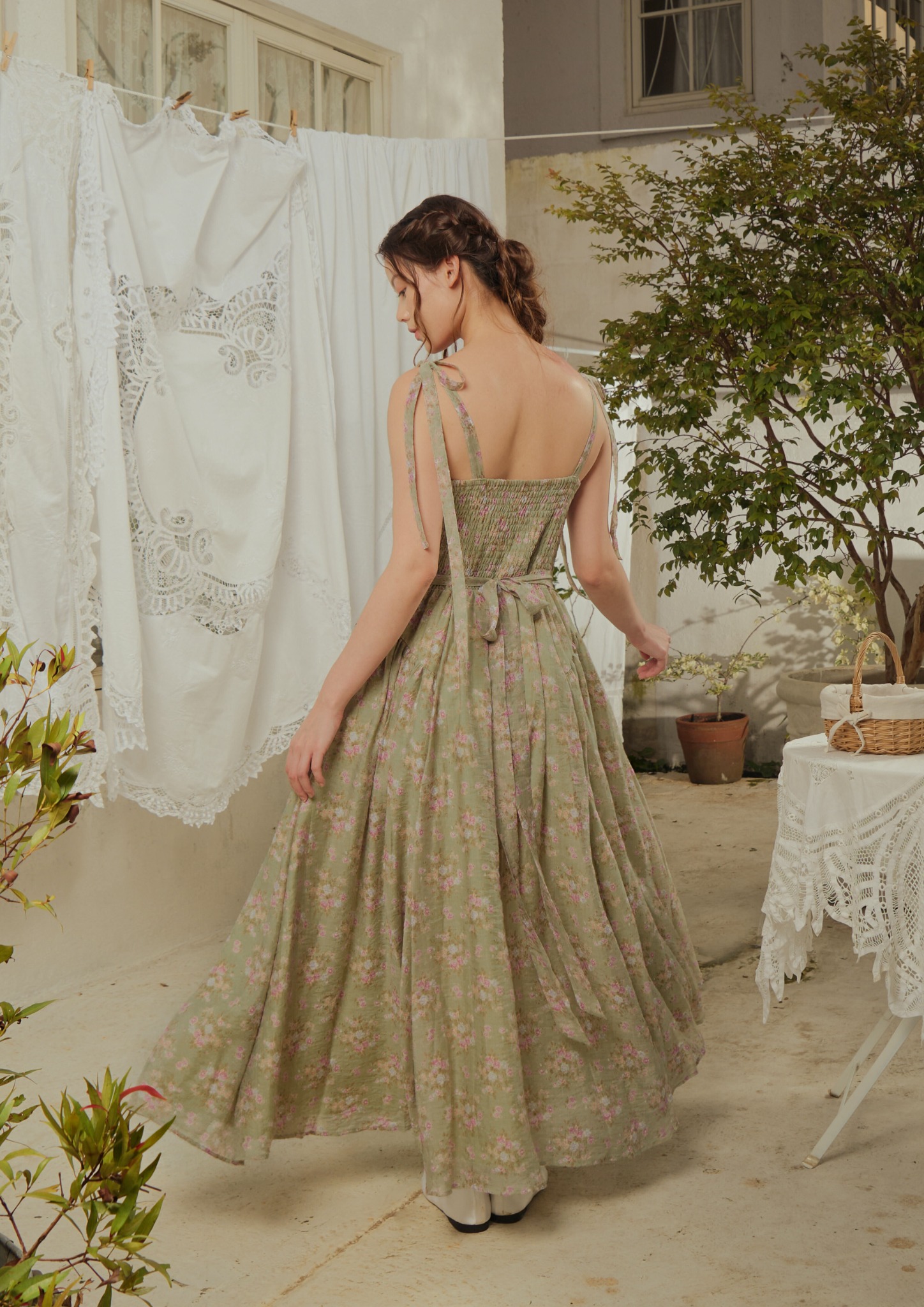 Selene Dress in Sage Floral