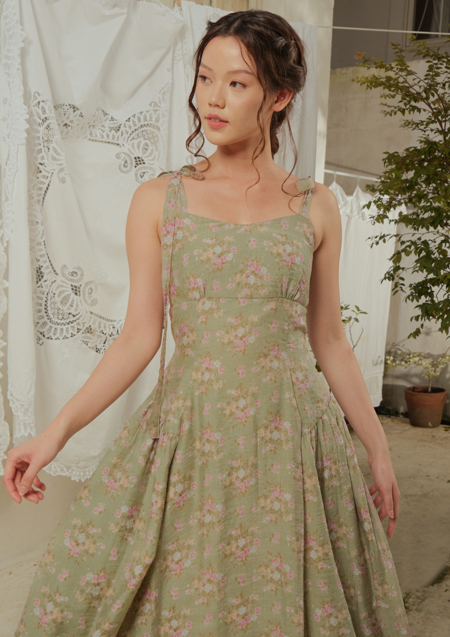 Selene Dress in Sage Floral