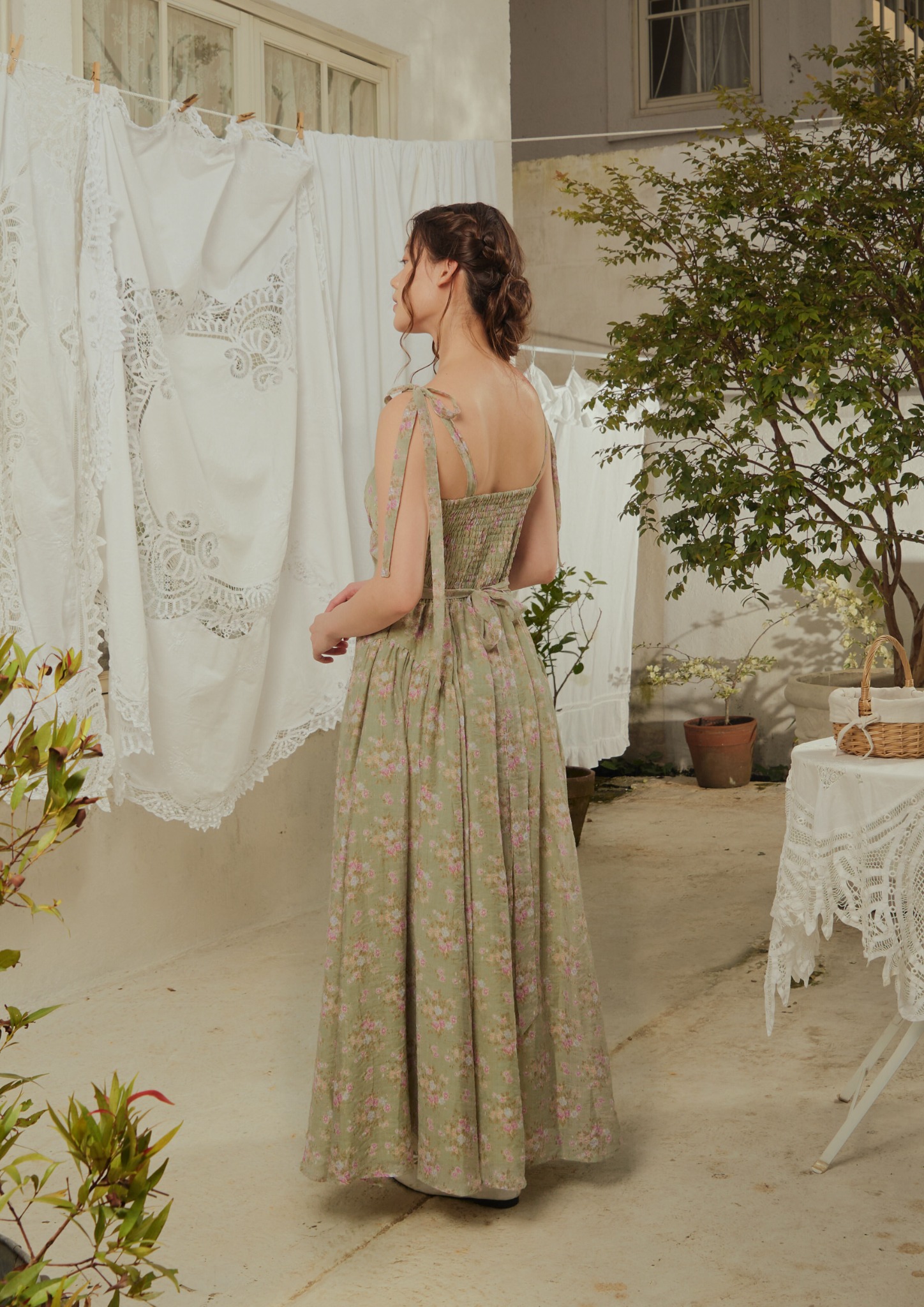 Selene Dress in Sage Floral