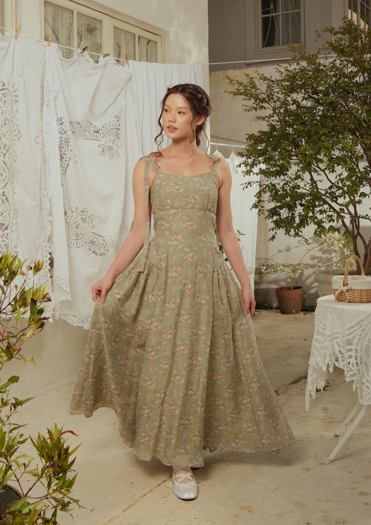Selene Dress in Sage Floral