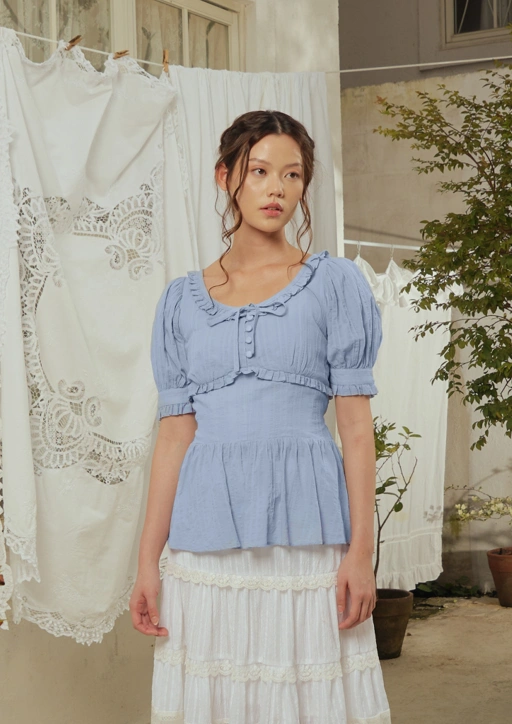 Image of Lenore Blouse in Sky Blue
