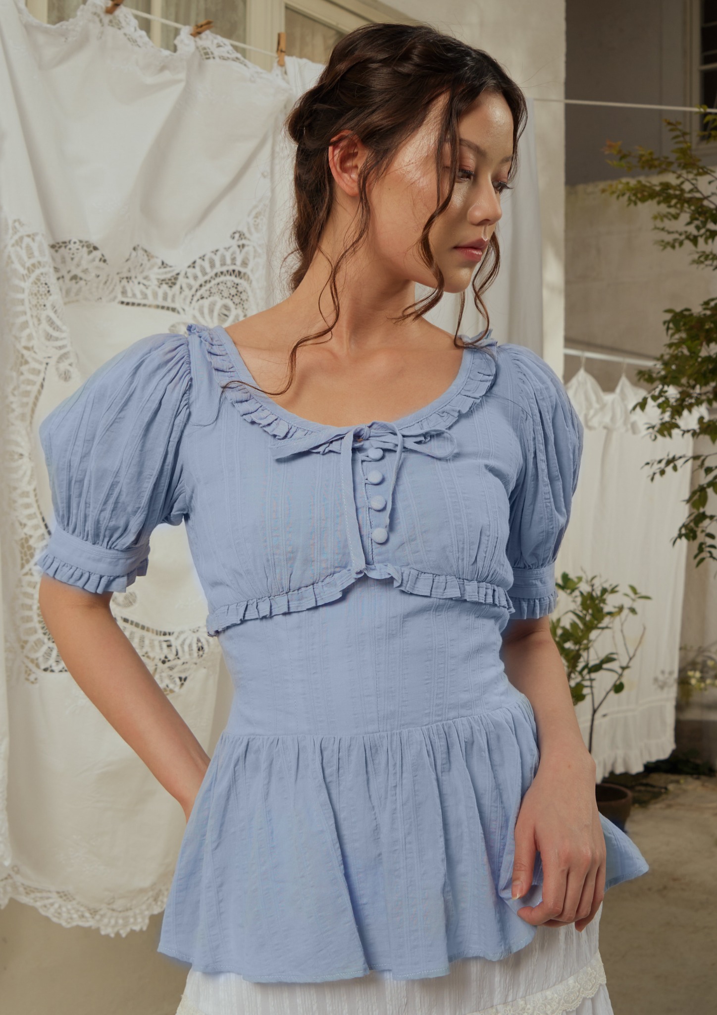 Lenore Blouse in Sky Blue