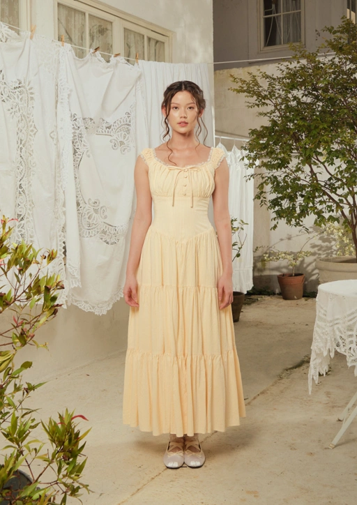 Image of Anastasia Dress in Butter Yellow