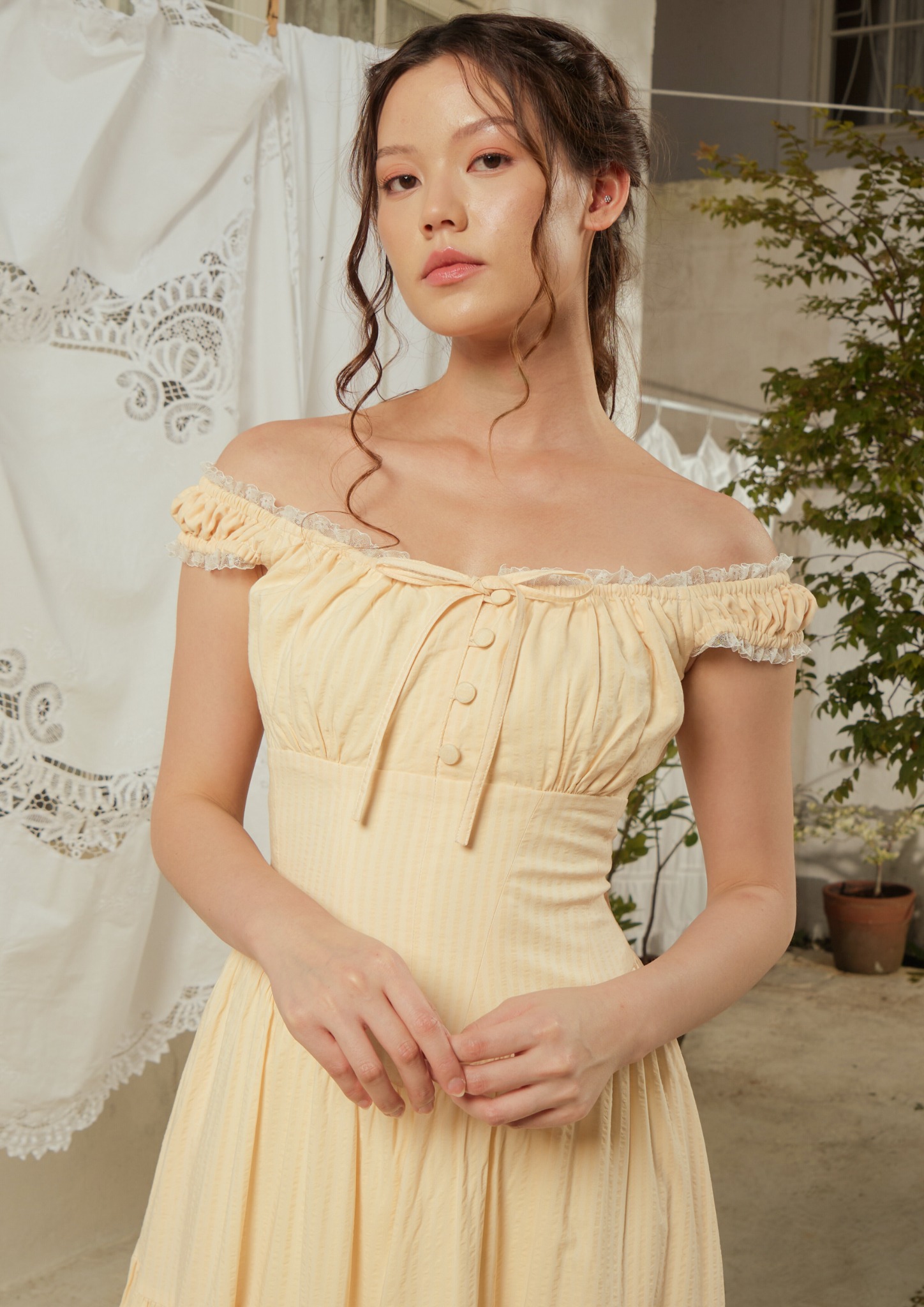 Anastasia Dress in Butter Yellow