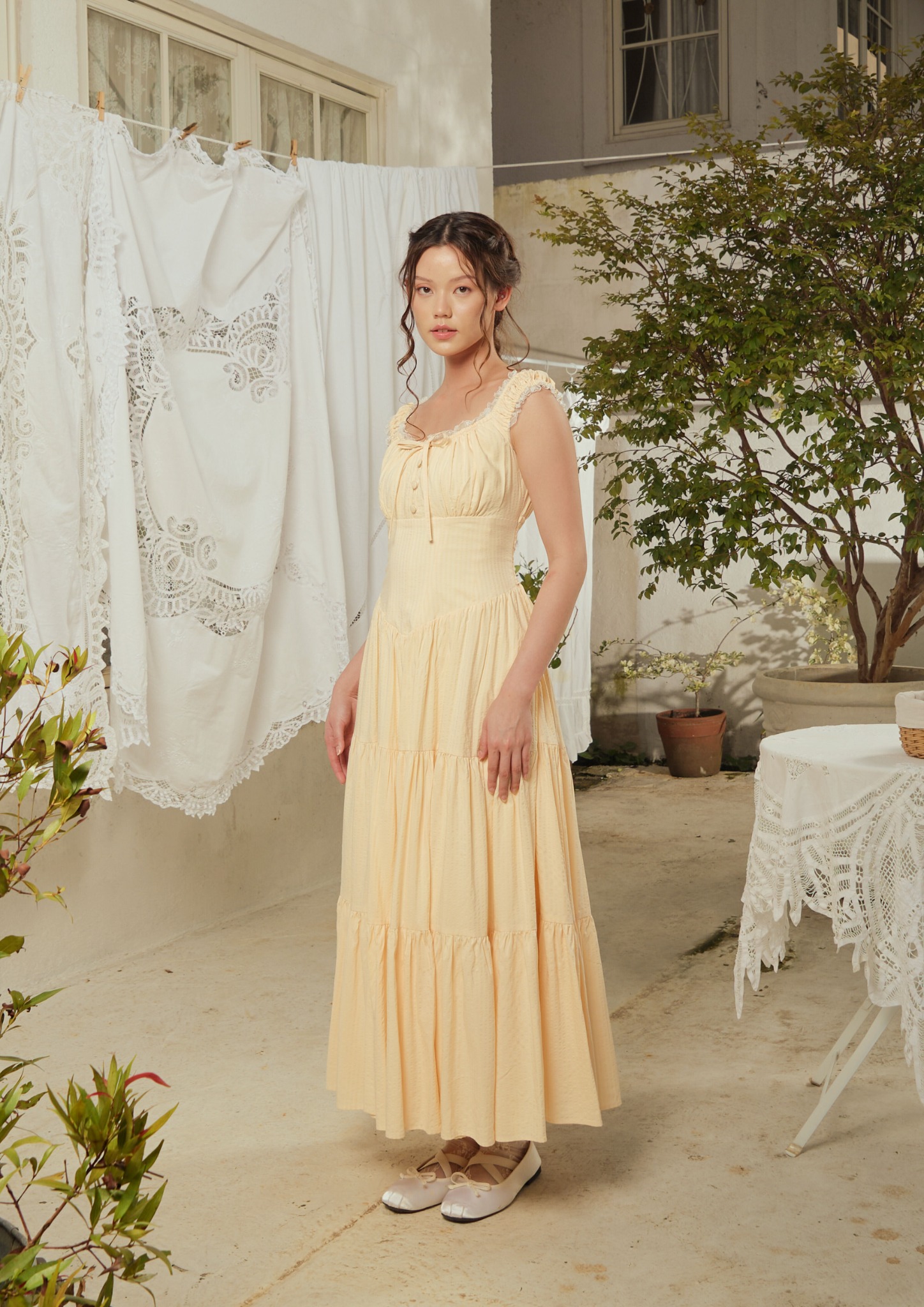 Anastasia Dress in Butter Yellow