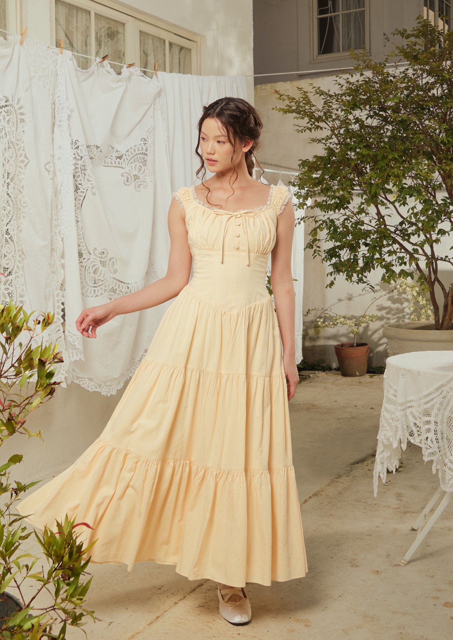 Anastasia Dress in Butter Yellow