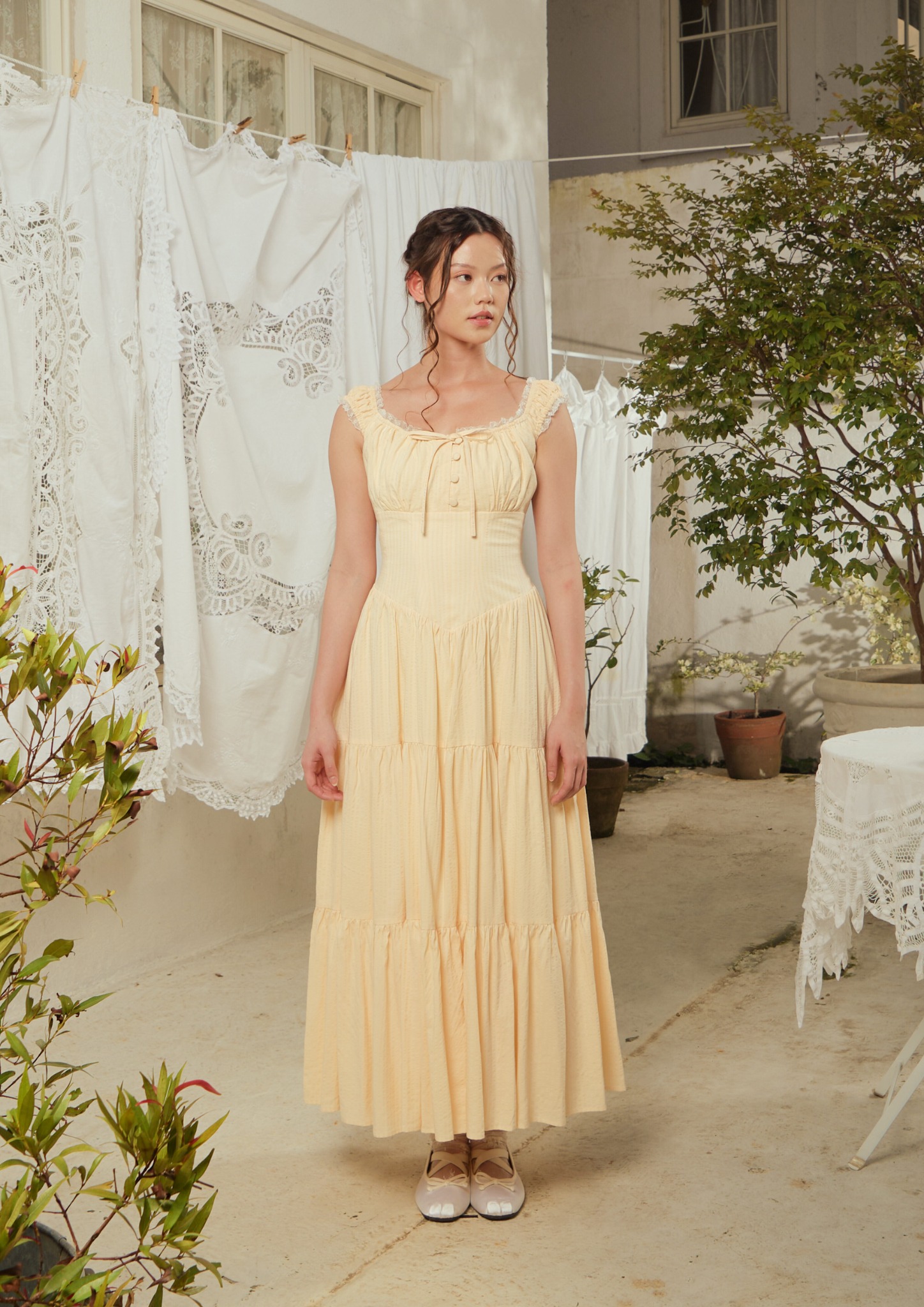 Anastasia Dress in Butter Yellow