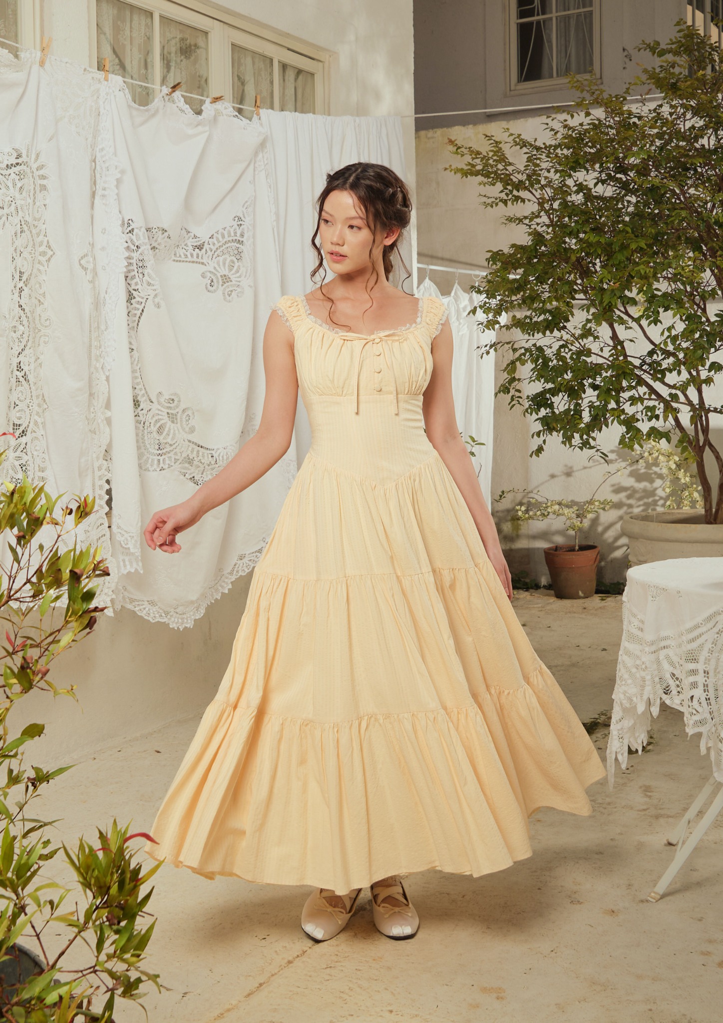 Anastasia Dress in Butter Yellow