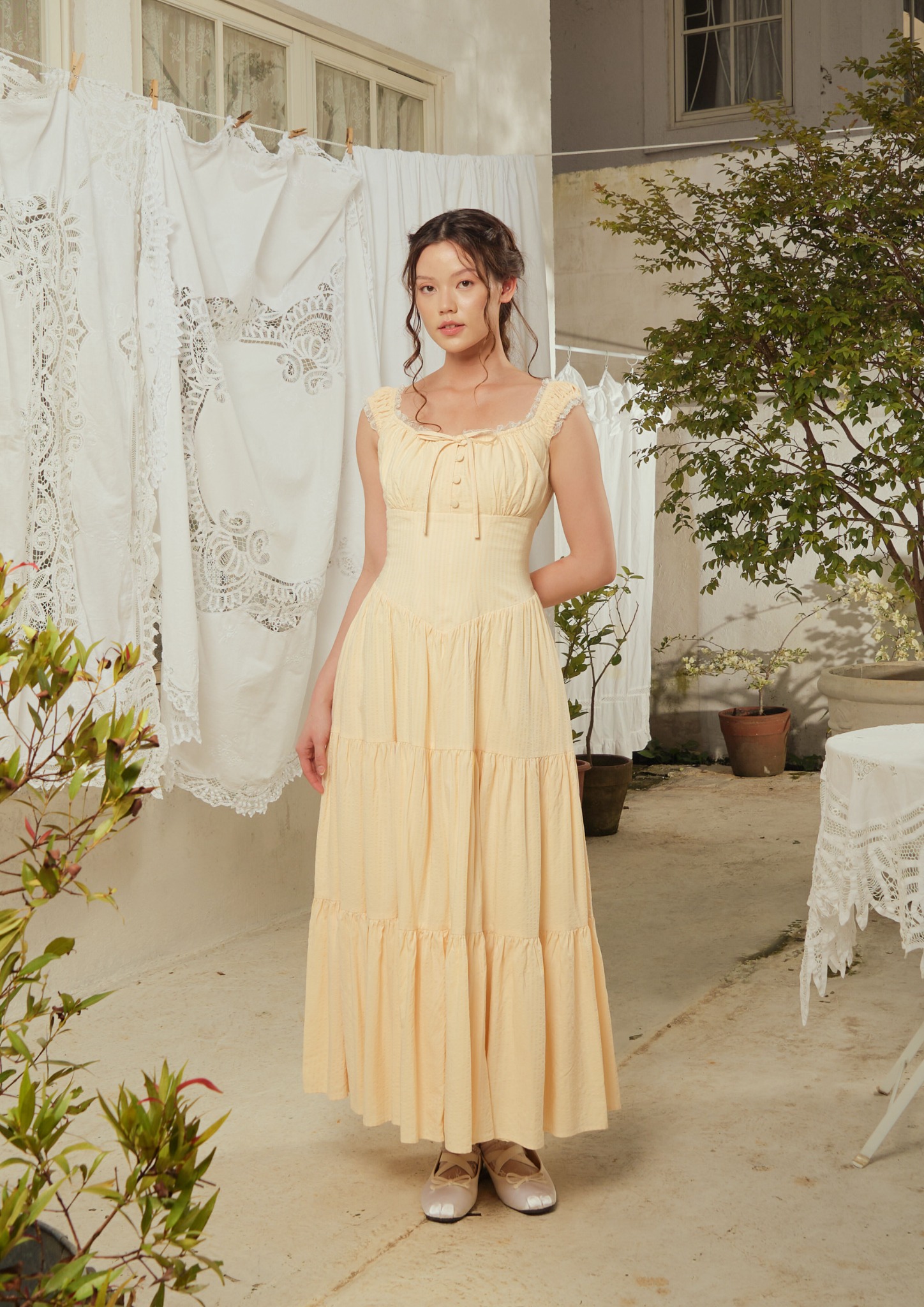 Anastasia Dress in Butter Yellow