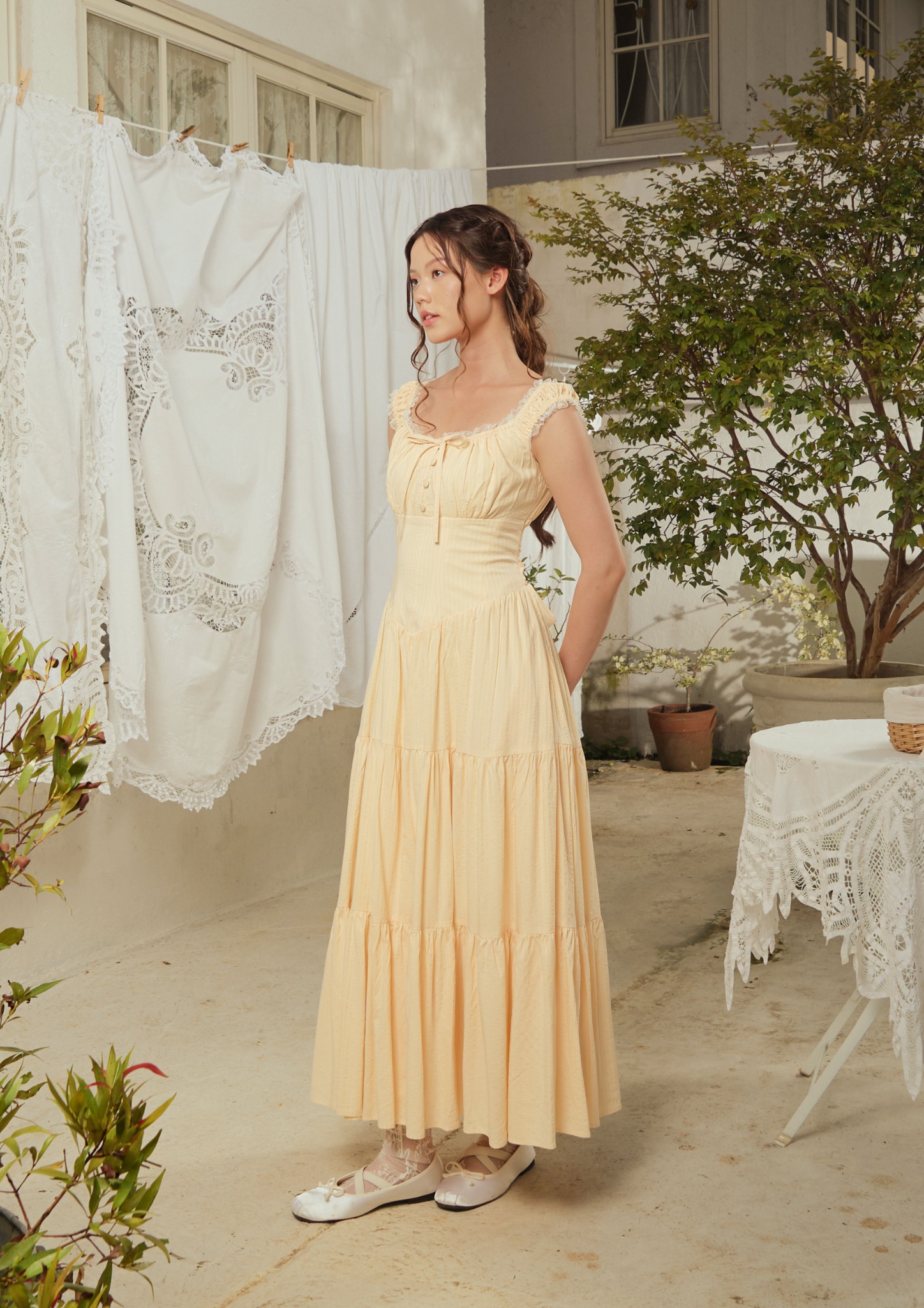 Anastasia Dress in Butter Yellow