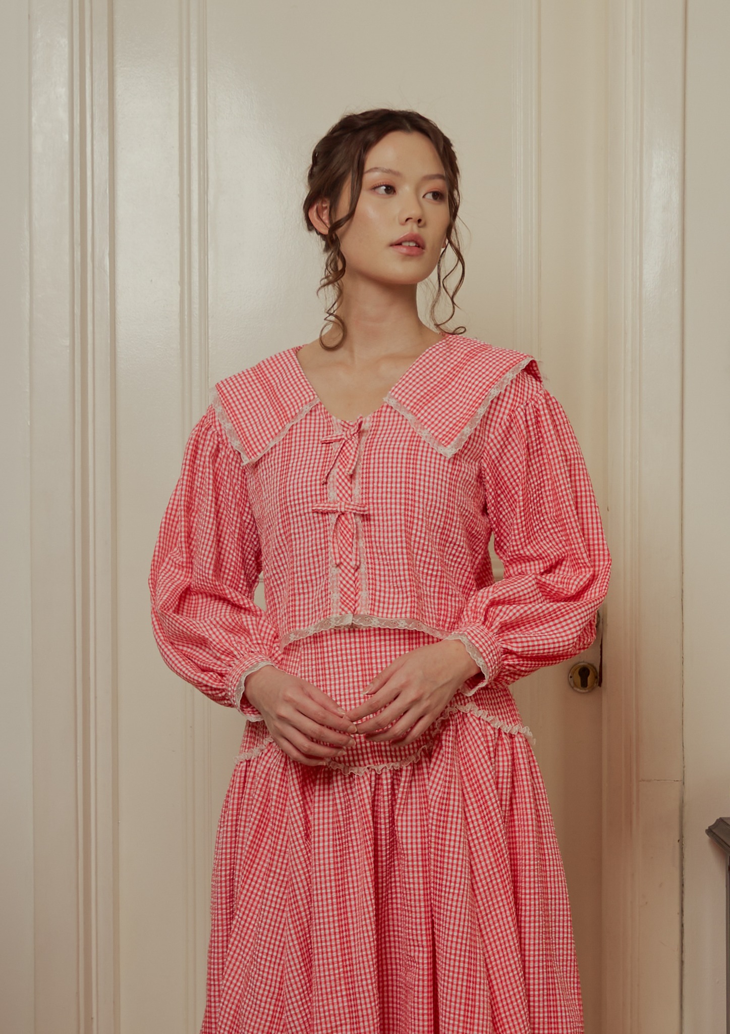 Allegra Blouse in Red Gingham