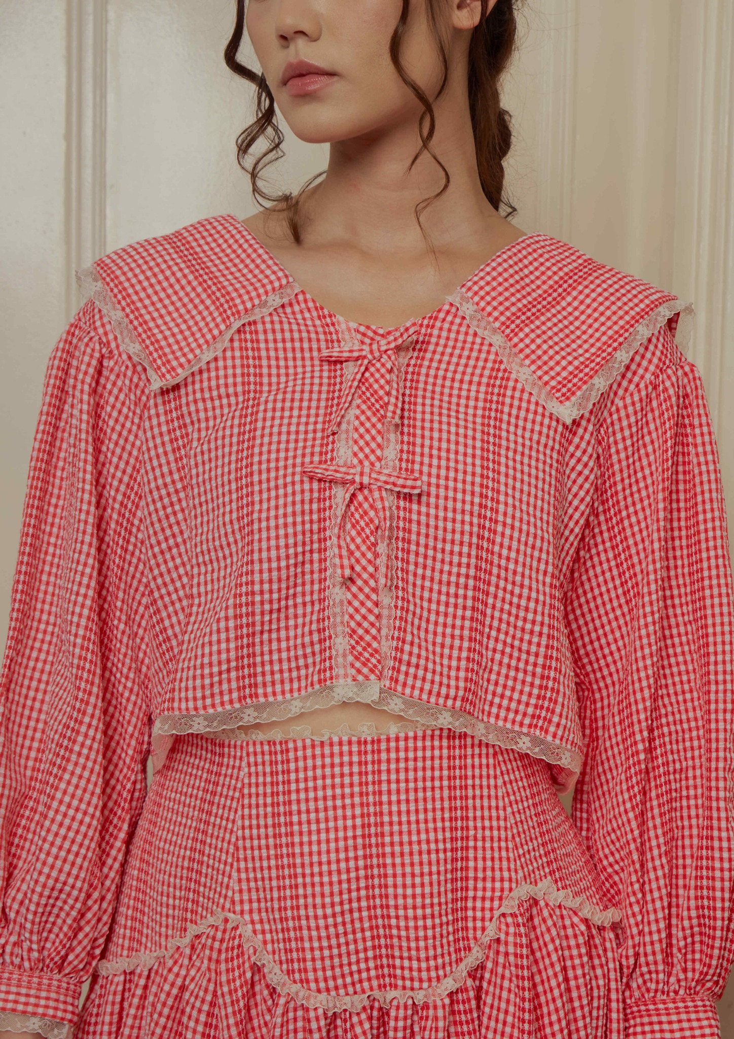 Allegra Blouse in Red Gingham