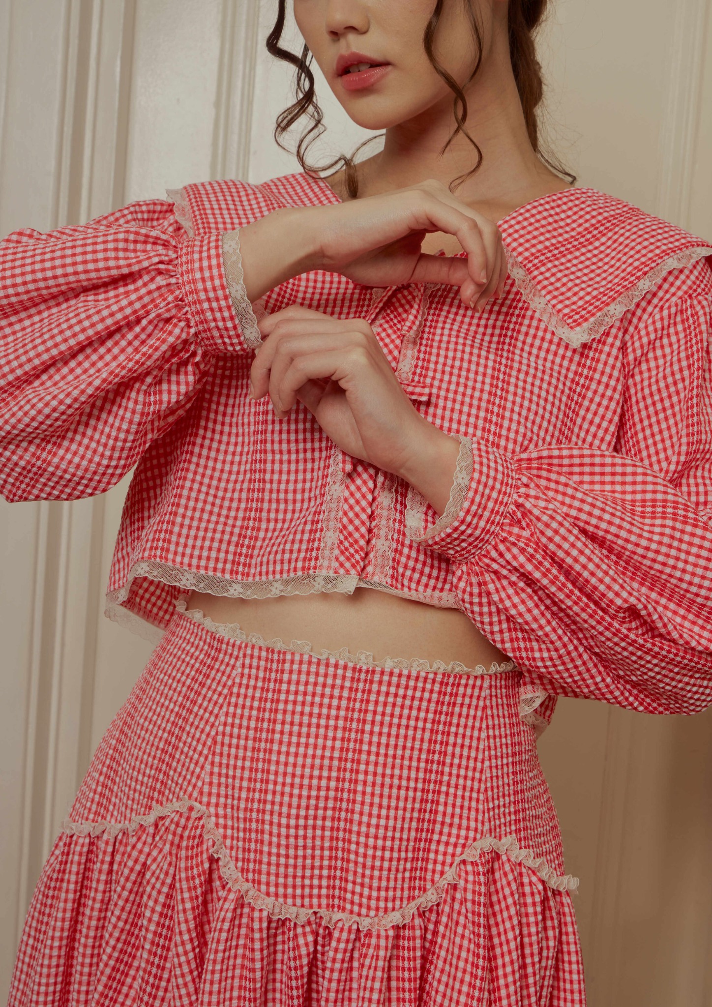 Allegra Blouse in Red Gingham