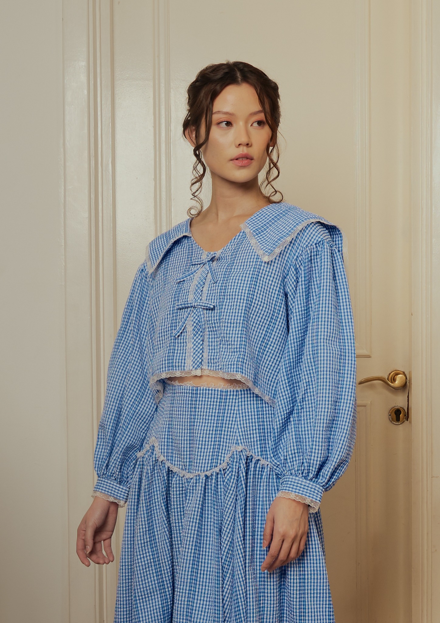 Allegra Blouse in Blue Gingham