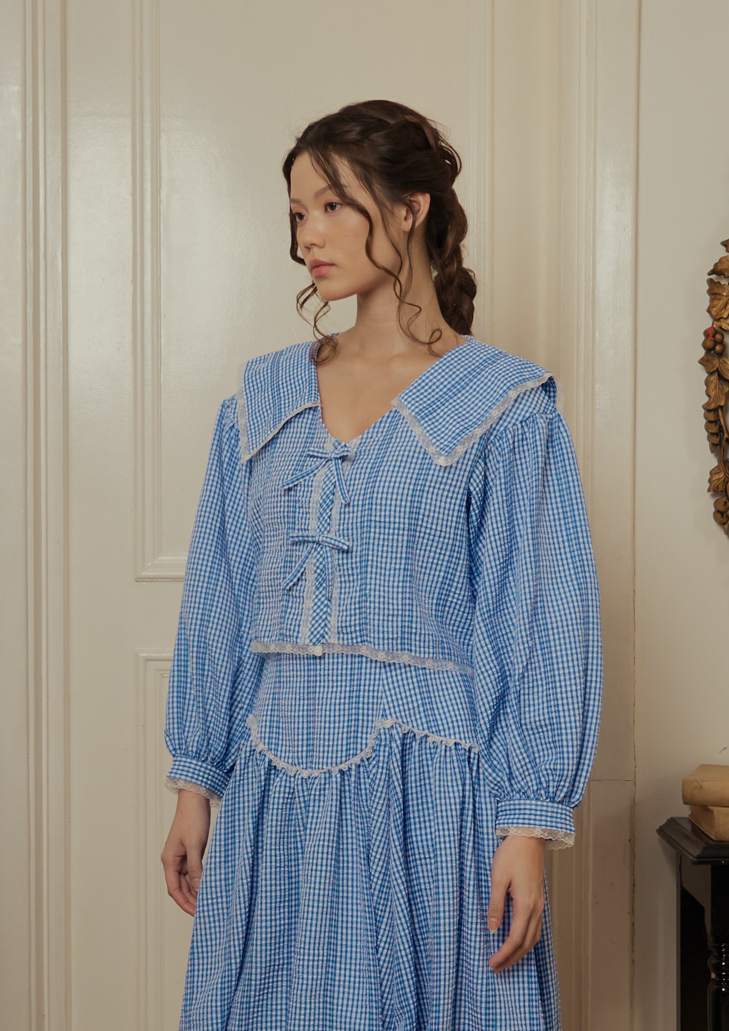 Allegra Blouse in Blue Gingham