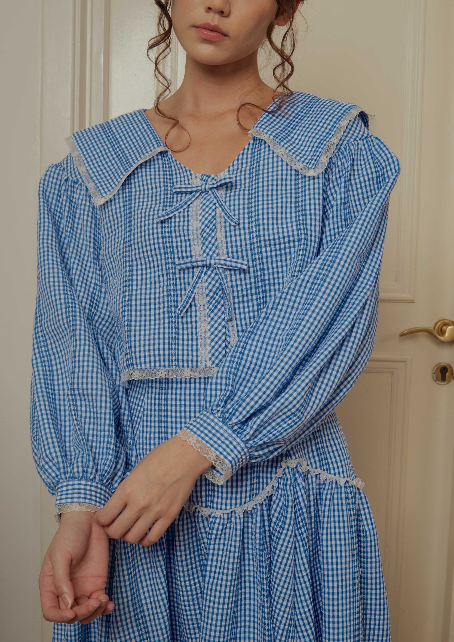 Allegra Blouse in Blue Gingham