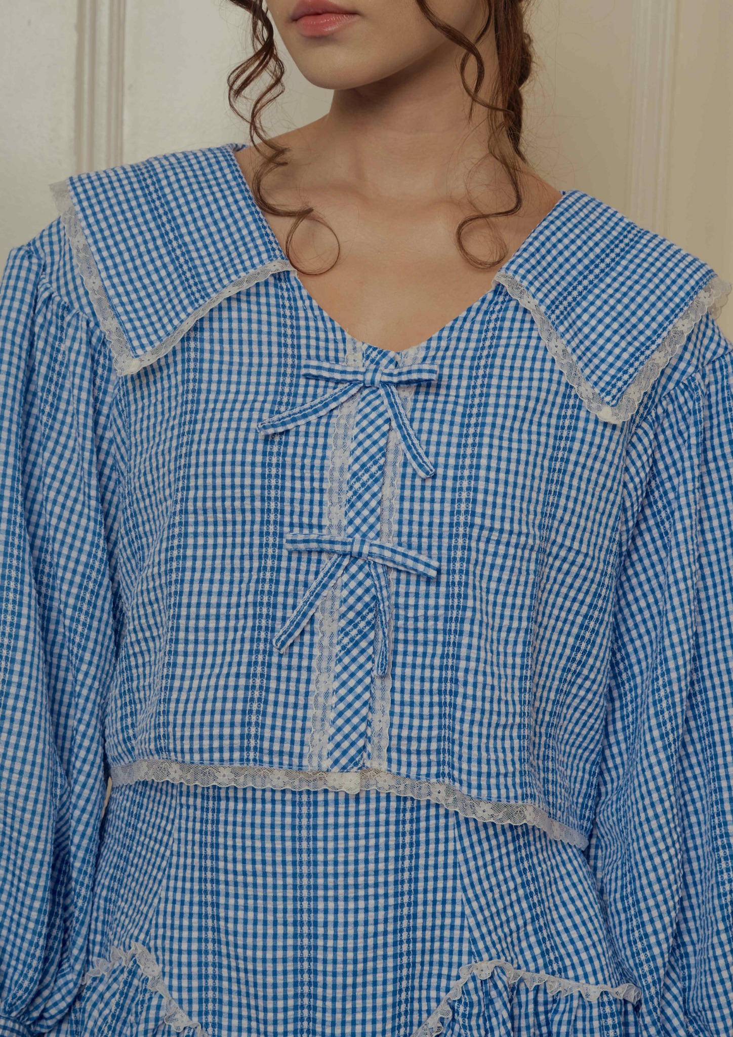 Allegra Blouse in Blue Gingham