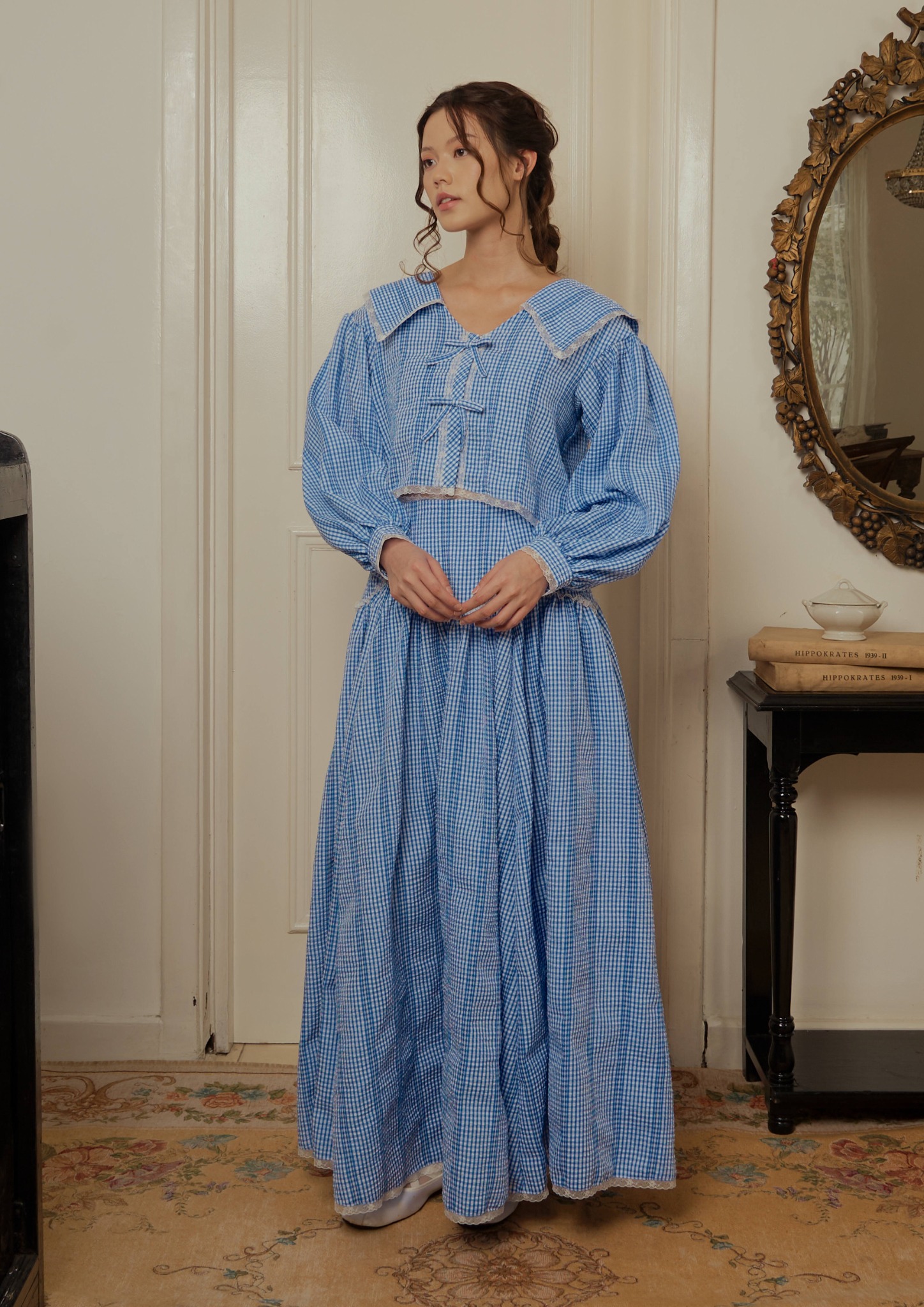 Allegra Blouse in Blue Gingham