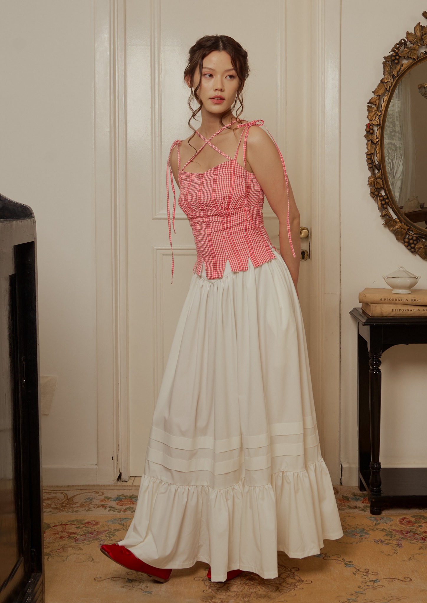 Marguerite Top in Red Gingham