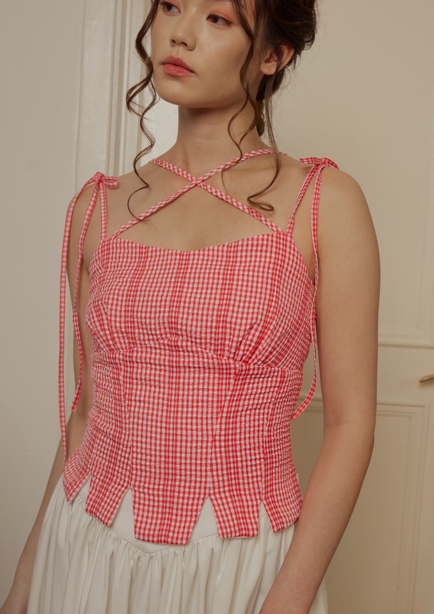 Marguerite Top in Red Gingham