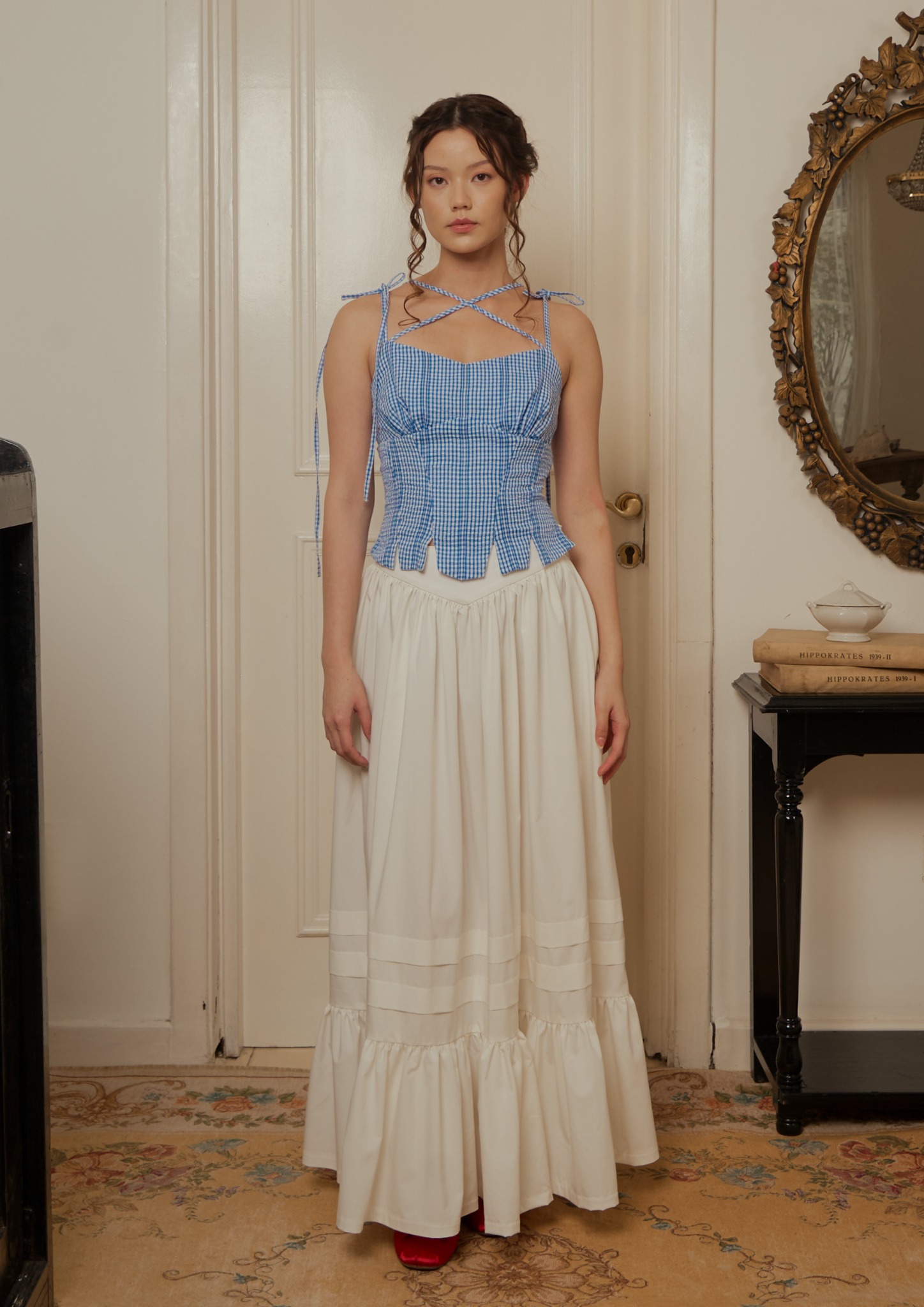 Marguerite Top in Blue Gingham