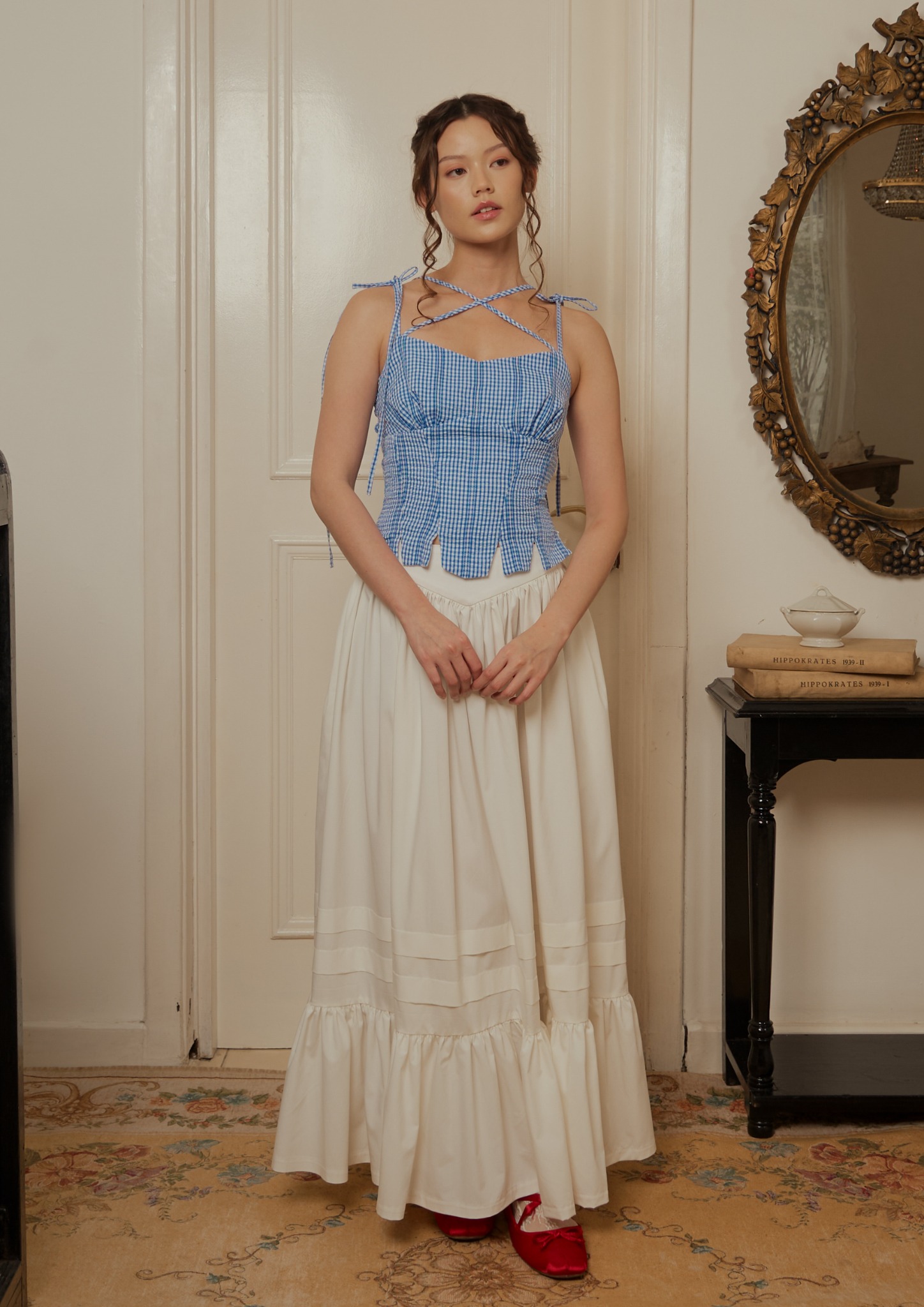 Marguerite Top in Blue Gingham