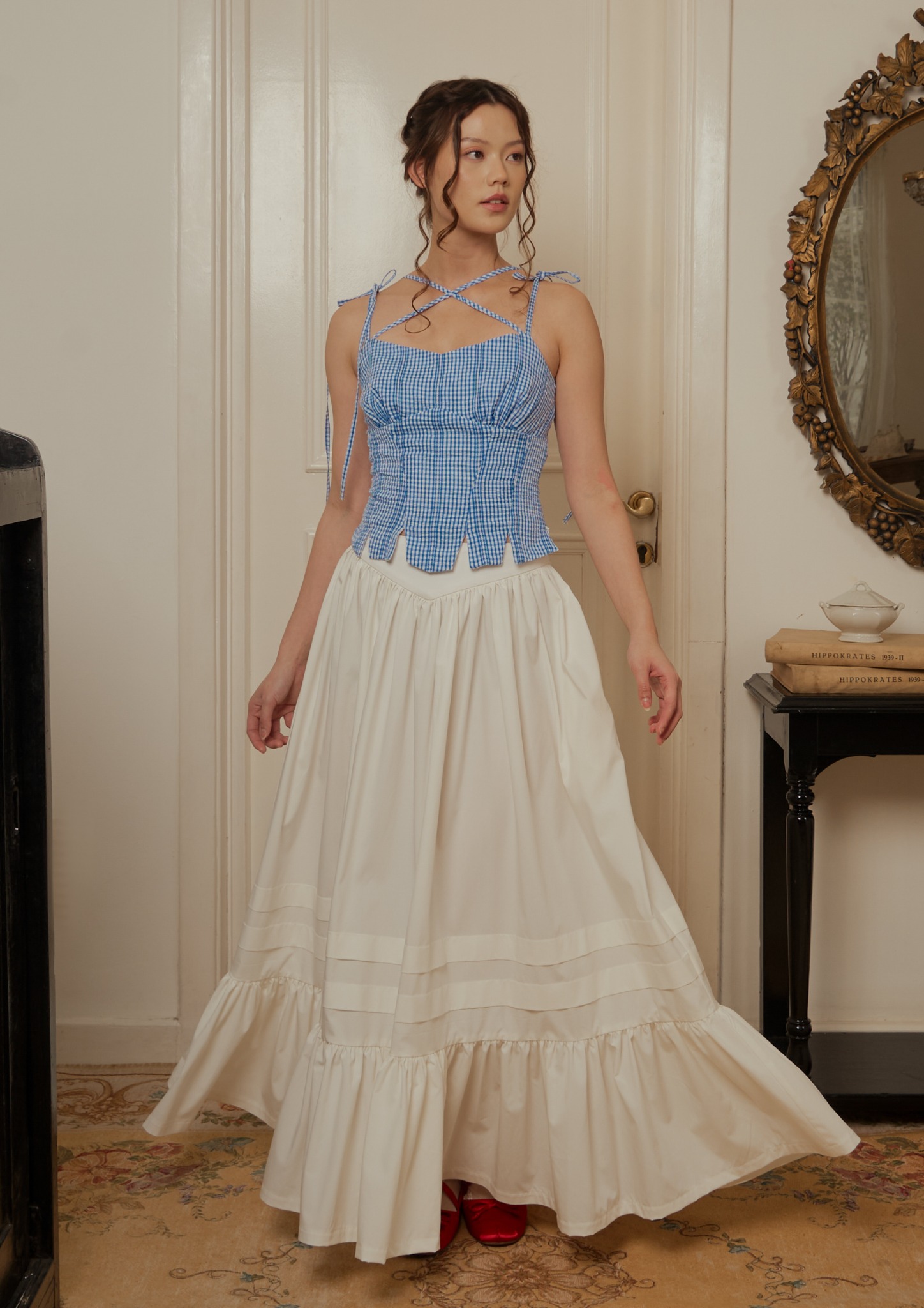 Marguerite Top in Blue Gingham