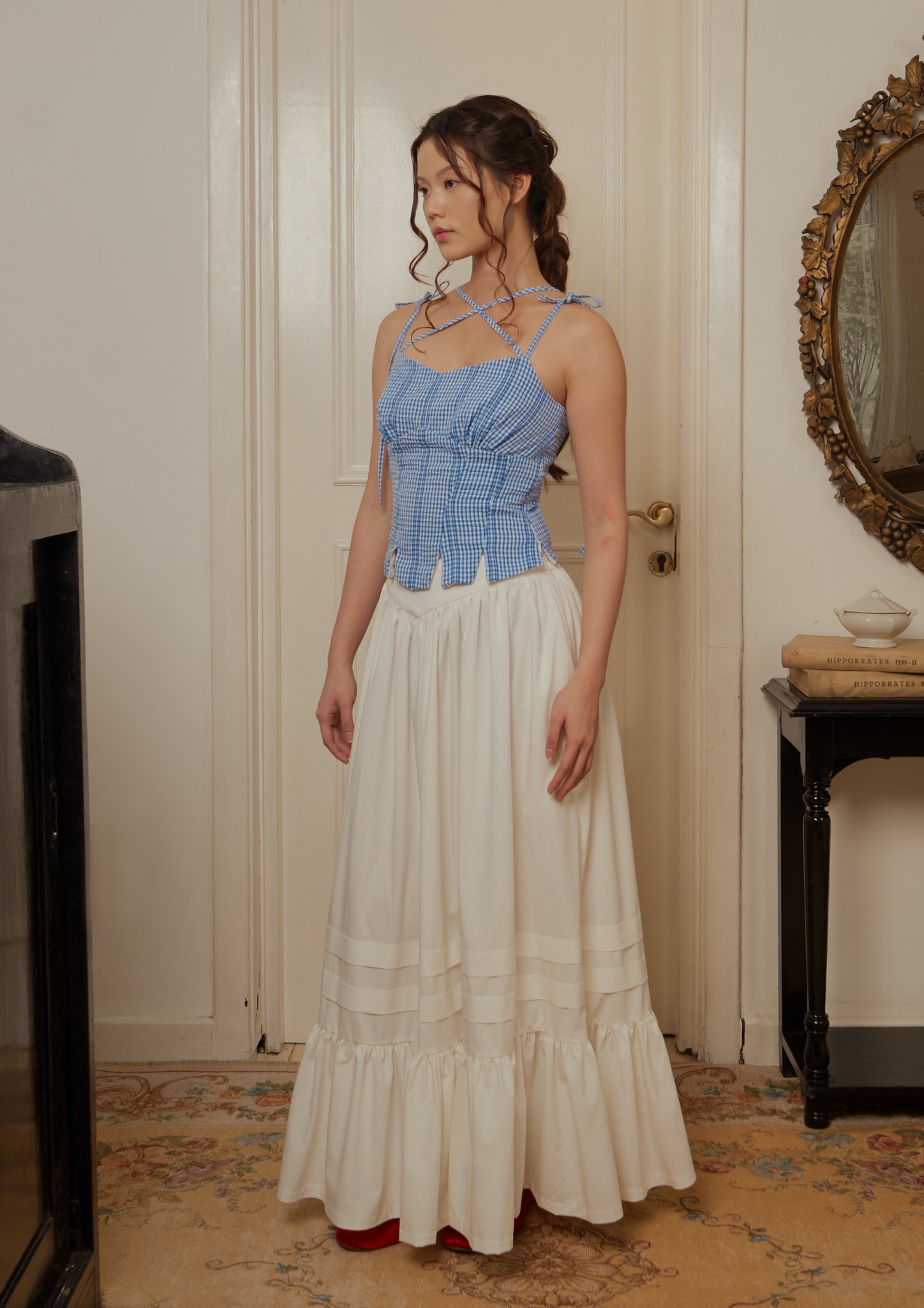 Marguerite Top in Blue Gingham