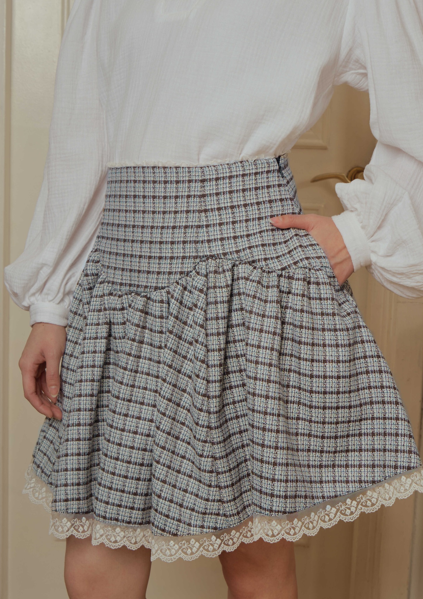 Marceline Short Skirt in Checks